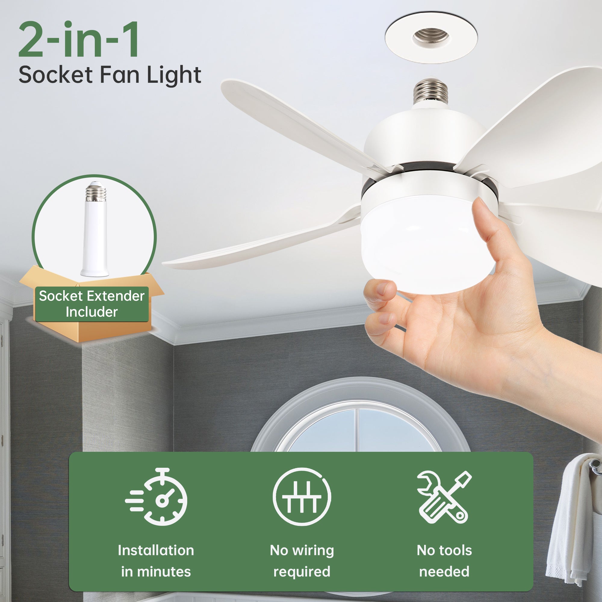 16 Inch DC Motor Ceiling Fan with Remote Control - Ultra Quiet, 3 Speed Settings, LED Light - Perfect for Bedroom, Living Room, and Office Spaces