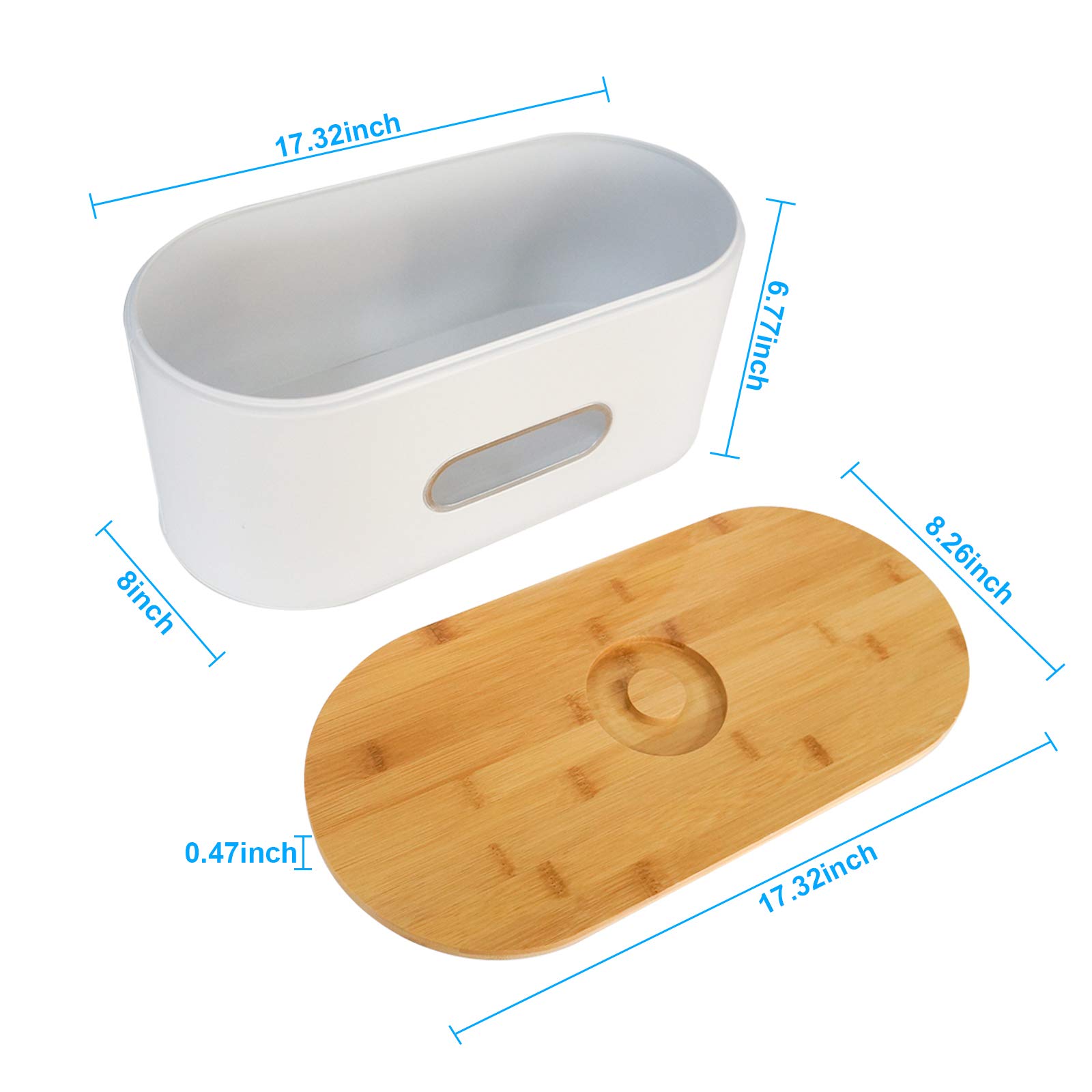 SOTECH Large Bamboo Bread Box with Cutting Board Lid - Farmhouse Rustic Kitchen Storage for Bread, Pastries & Baked Goods - High Capacity Countertop Organizer (White) - Perfect for Home Bakeries & Country-Style Kitchens