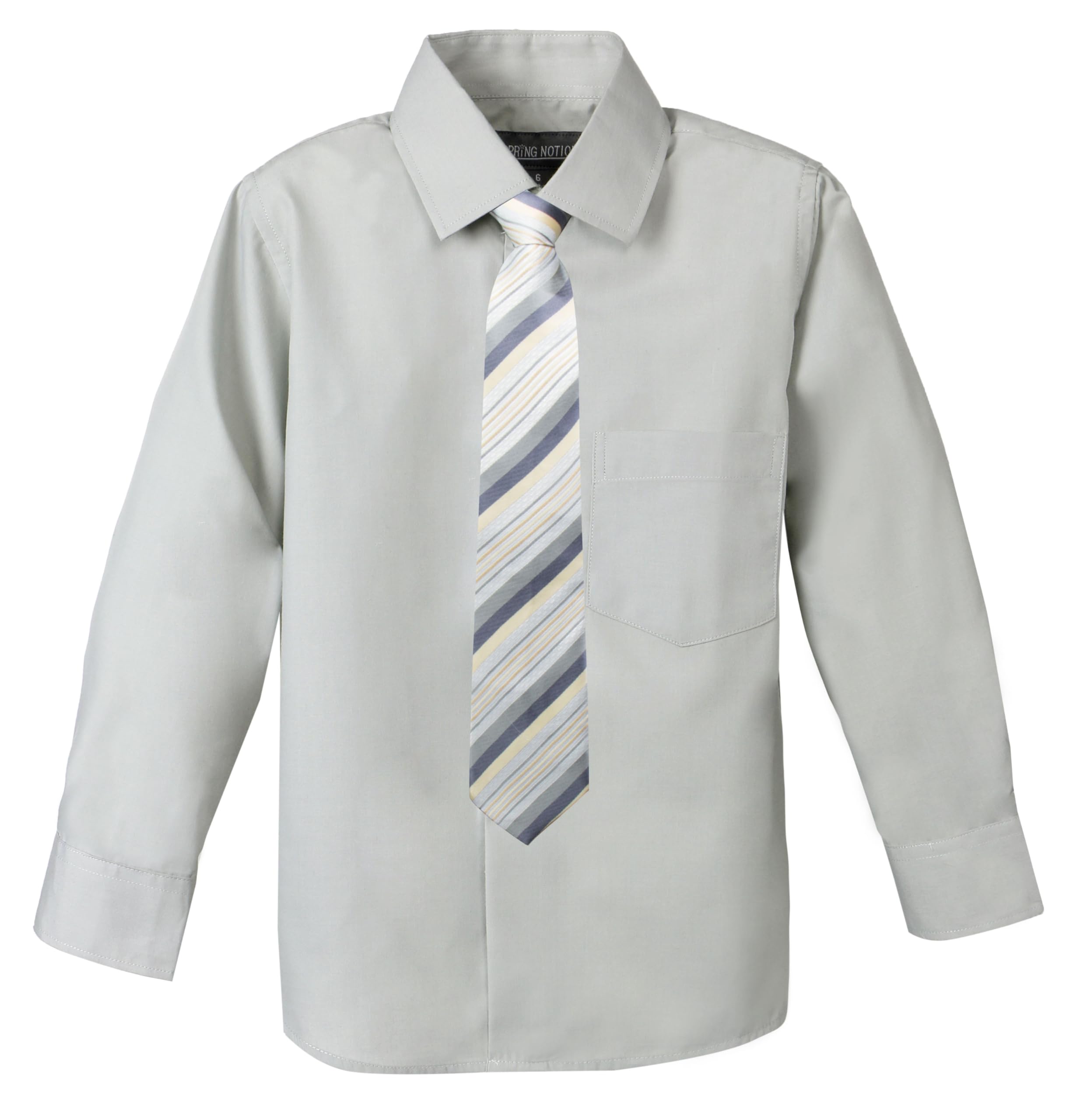 Spring Notion Boys Dress Shirt & Tie Set | Formal Outfit for Kids | School Uniform, Church, Weddings & Special Occasions