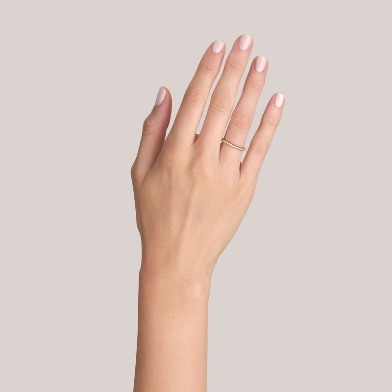 Single Stone Stevie Halfway Band Ring - Elegant & Minimalist 14K Gold or Sterling Silver Stackable Ring for Women | Perfect for Everyday Wear, Stacking, or Special Occasions