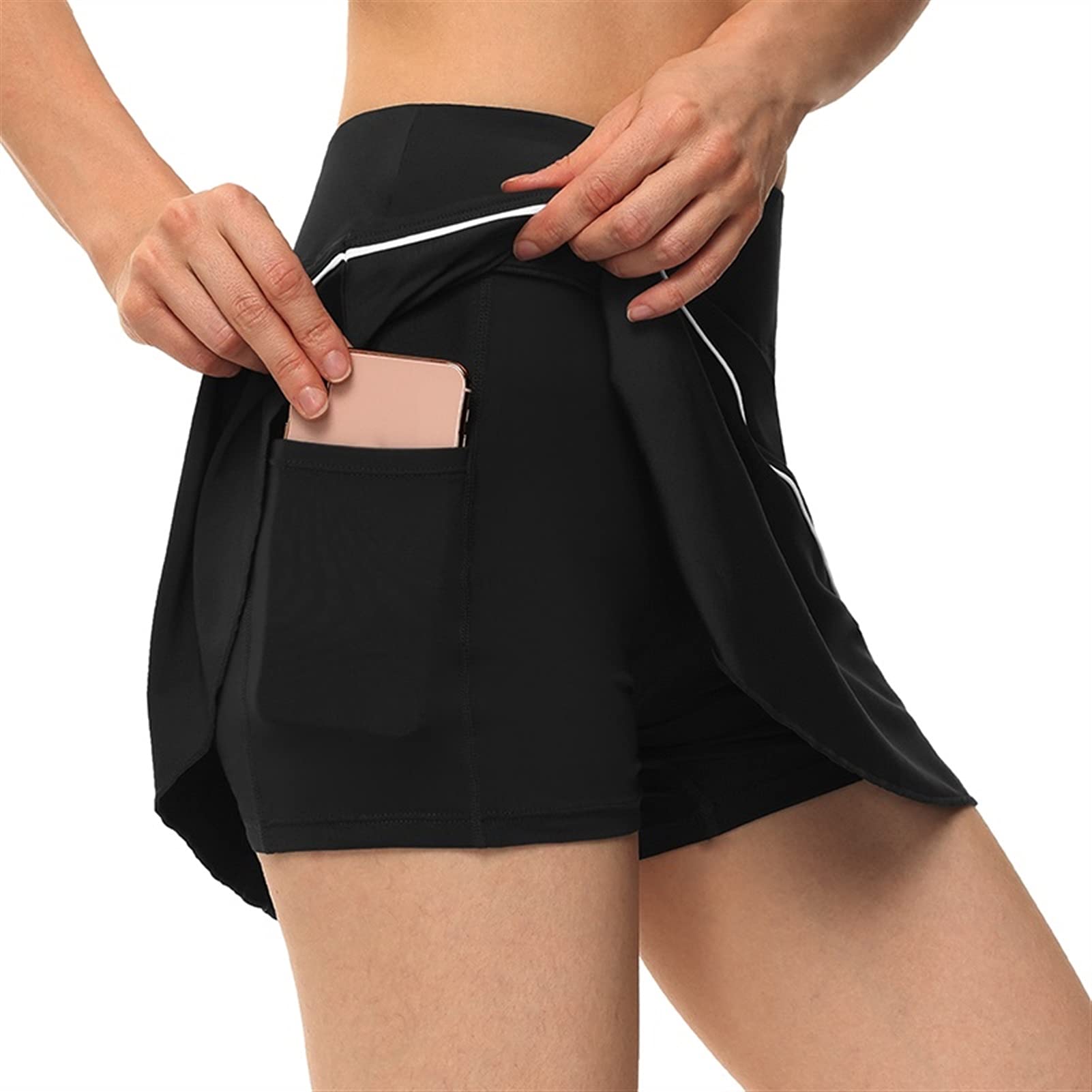 Women's High Waisted Athletic Skirt - Breathable Tennis & Golf Skort with Side Pockets for Running, Workouts & Sports (Black, XX-Large) - Perfect for Tennis Matches, Gym Sessions & Outdoor Activities