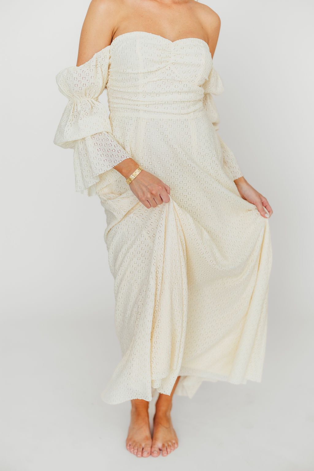 Corrine Tiered Sleeve Maxi Dress with Pockets in Butter Yellow - Bump Friendly Maternity Dress for Women | Perfect for Baby Showers, Beach Vacations & Summer Weddings