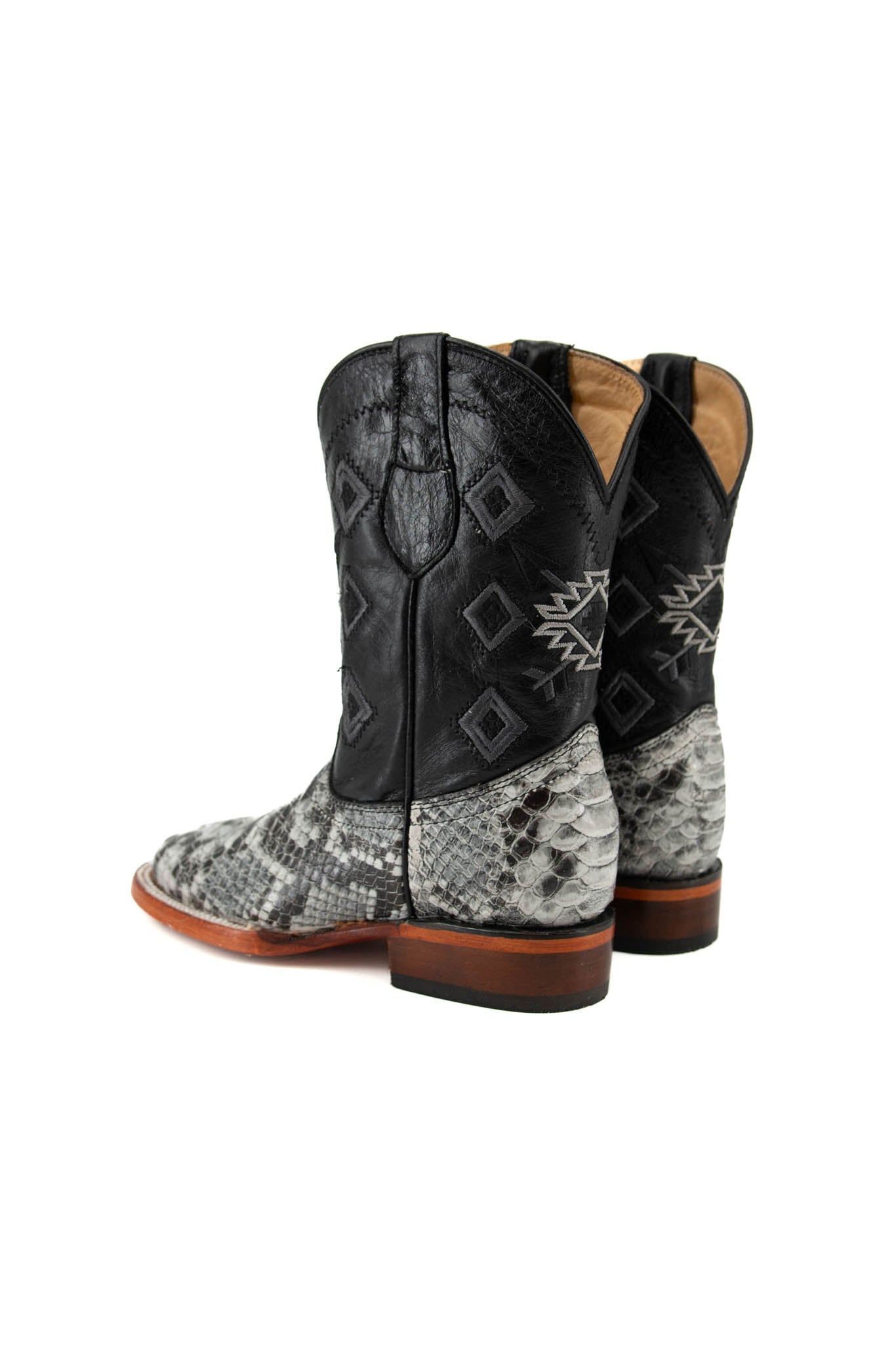 Kids' Cowboy Boots - Pro Rodeo Style with Python Print | Western Boots for Boys & Girls | Perfect for Rodeo Events, Halloween Costumes & Western Fashion