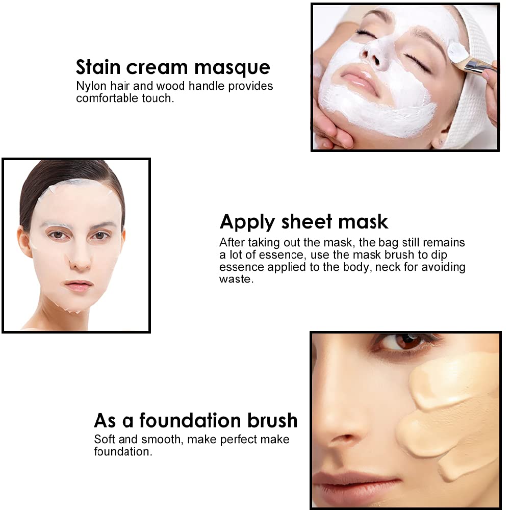 Nyamah Professional Facial Mask Brush Set - Soft Wooden & Sponge Applicator for Women's Skincare & Makeup | Perfect for At-Home Spa, Sheet Masks & Cream Application