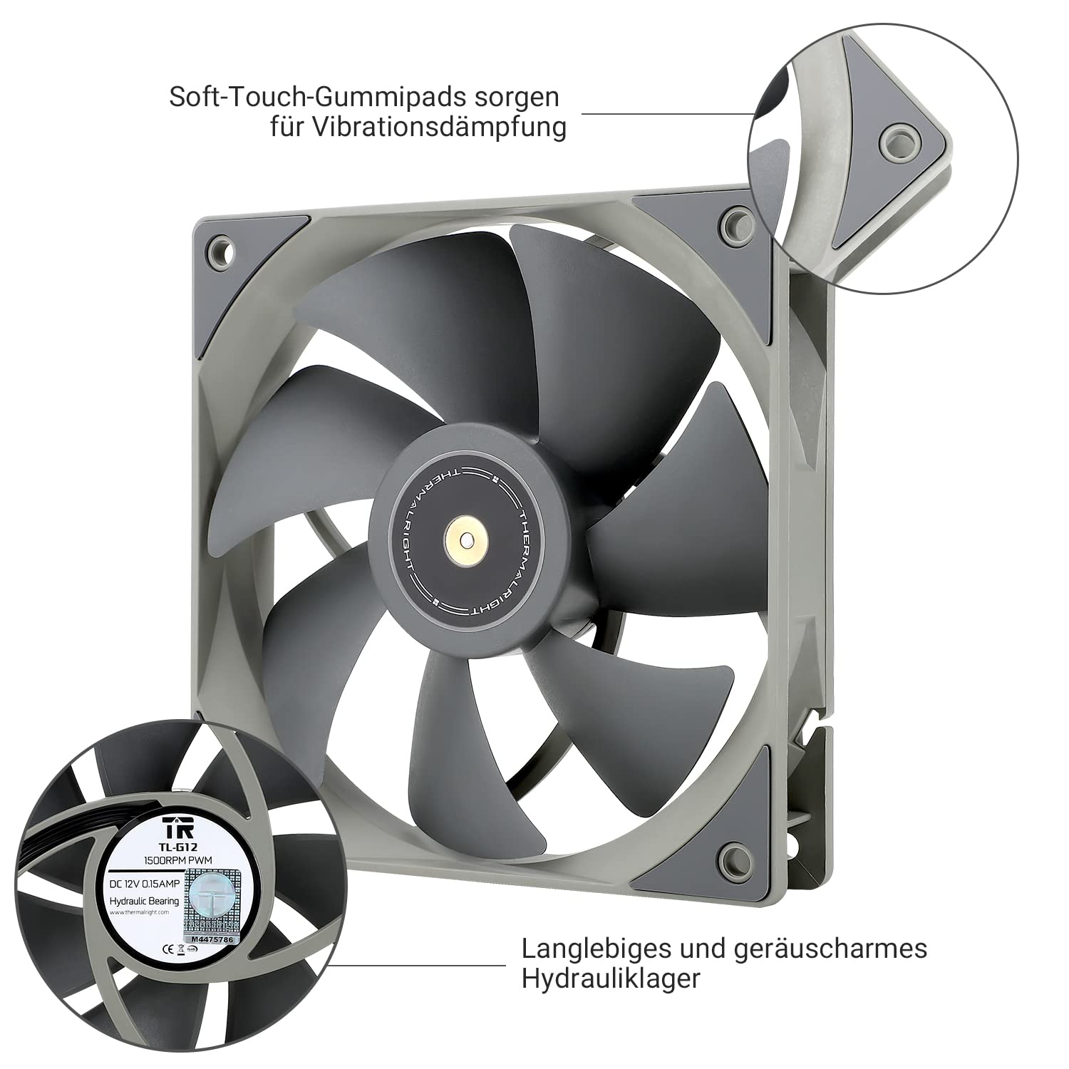 Thermalright TL-G12 120mm PWM CPU Cooler Fan - Ultra Quiet 4-Pin Hydraulic Bearing PC Case Fan, 1500 RPM - Perfect for Gaming PCs, Workstations & High-Performance Cooling Systems