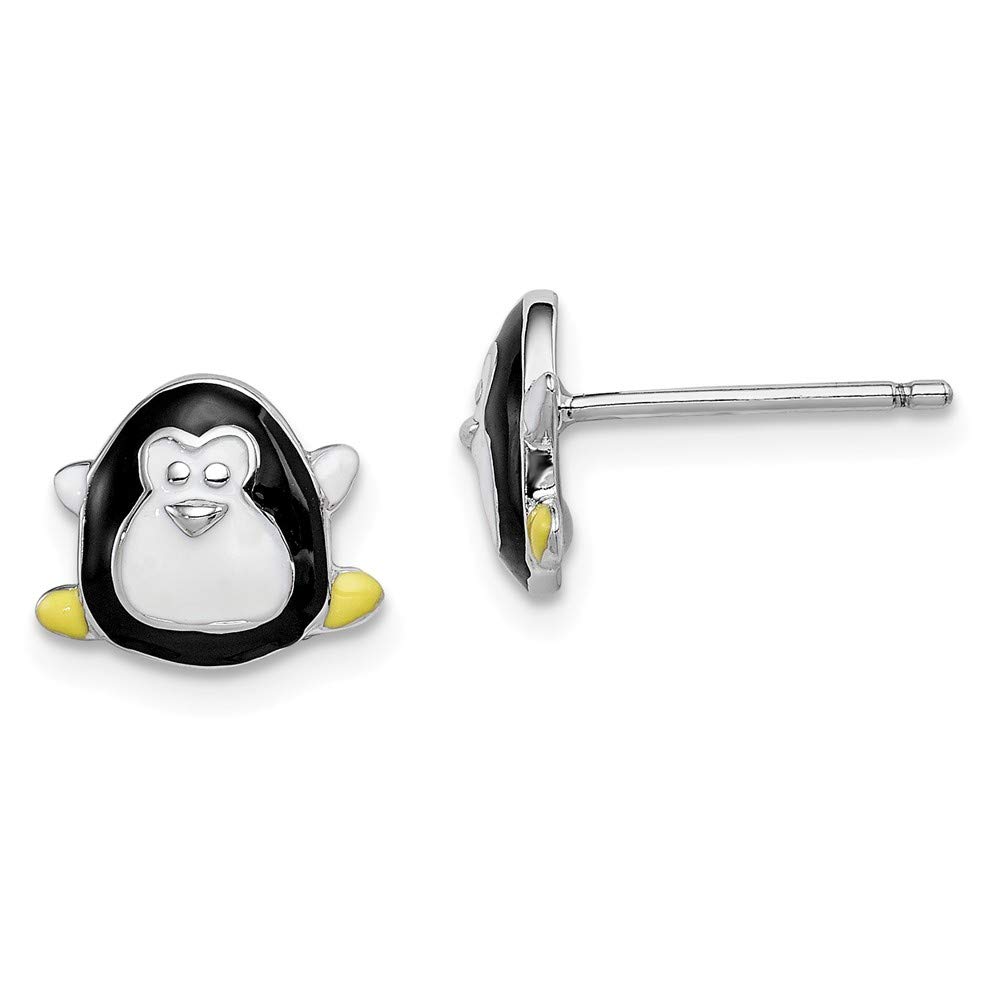 Sterling Silver Madi K Enameled Penguin Stud Earrings - Cute Animal Jewelry for Women, Girls - Perfect Gift for Christmas, Birthday & Everyday Wear