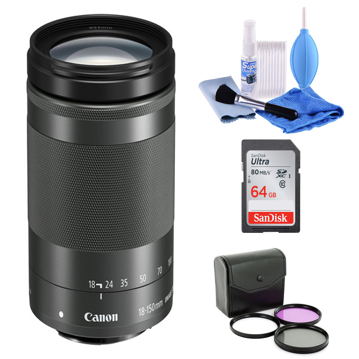 Canon EF-M 18-150mm f/3.5-6.3 IS STM Lens with Cleaning & Filter Kit - Perfect for Travel, Portrait & Wildlife Photography