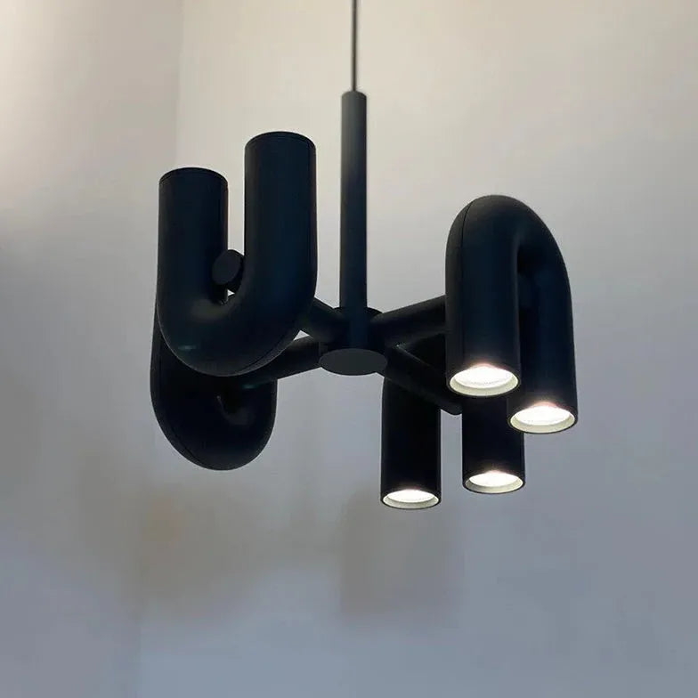Modern U-Shaped Black Tube Pendant Light - Sleek Industrial Design for Kitchen Island, Dining Room, and Living Room Lighting