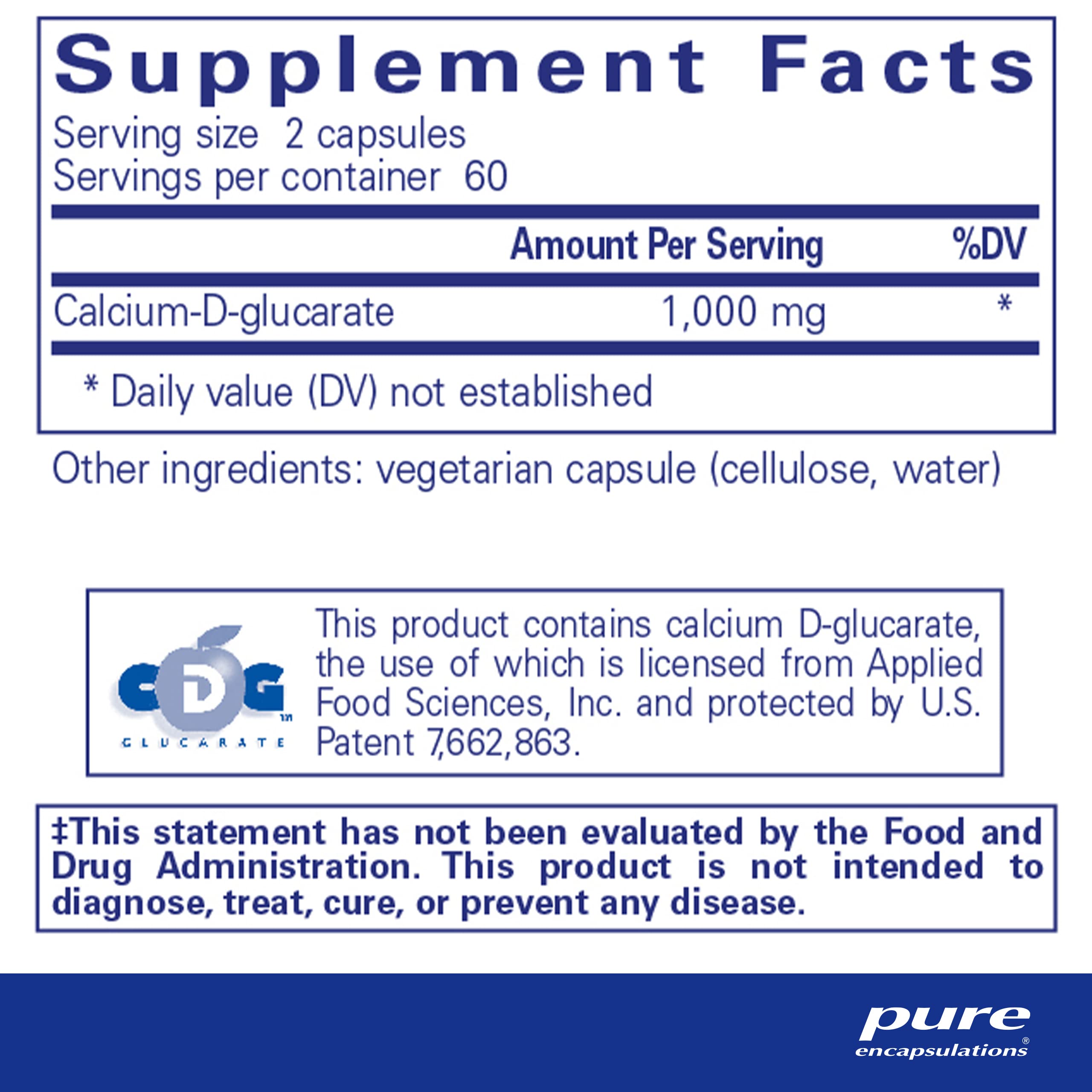 Pure Encapsulations Calcium-D-Glucarate Supplement - 120 Capsules for Liver, Lung, Breast & Colon Cellular Health Support | Detox & Hormone Balance Aid for Daily Wellness