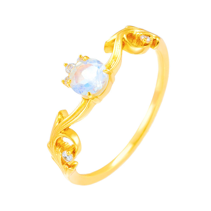 CZ Moonstone Gemini Birthstone Ring for Women - Elegant Curve Design, June Birthstone Jewelry Gift for Her - Perfect for Birthdays, Anniversaries & Special Occasions