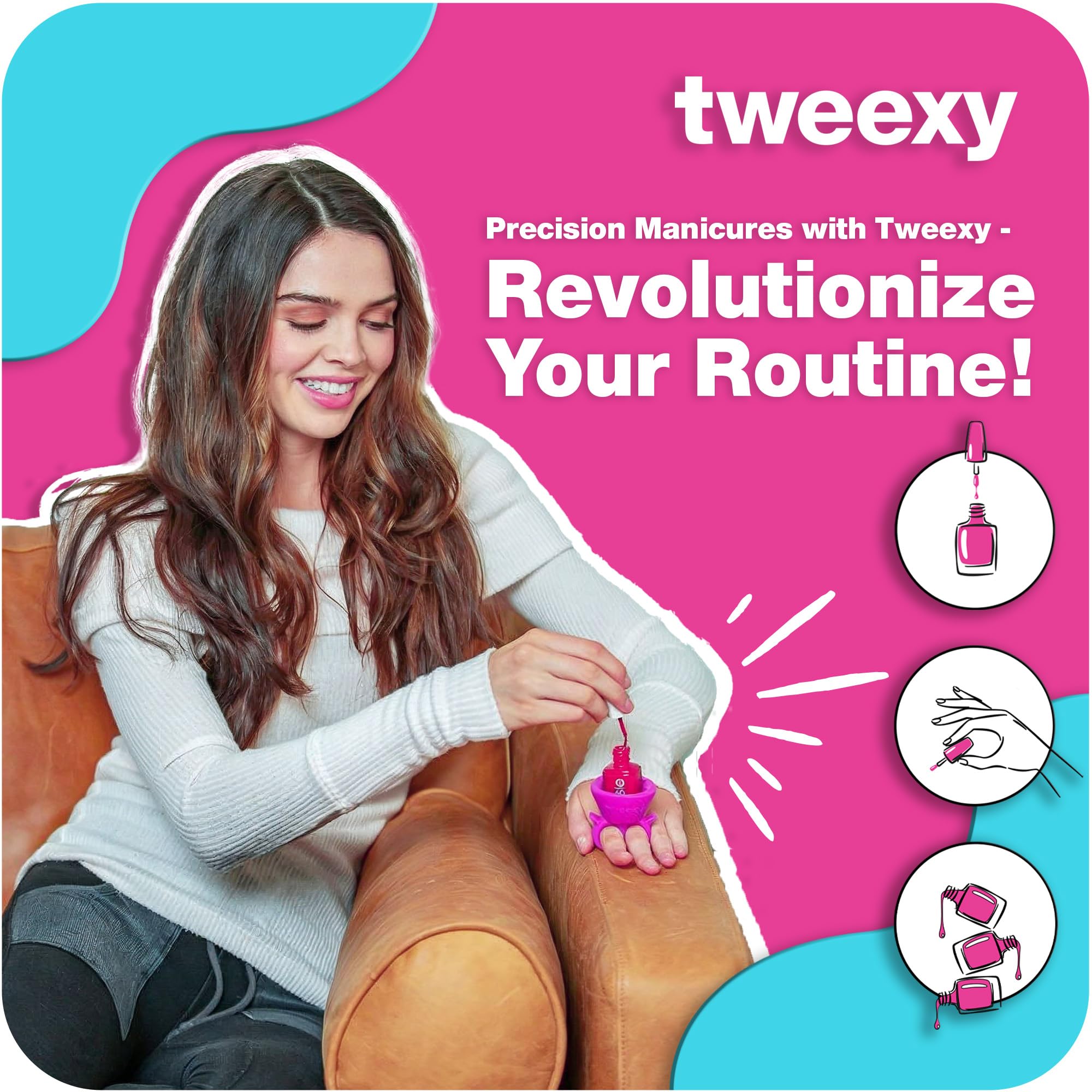 Tweexy Wearable Nail Polish Holder Ring - Hands-Free Portable Manicure Accessory for Women, Secure Grip for All Bottle Sizes, Convenient Nail Polish Organizer Stand (Bonbon Pink) - Perfect for Home Manicures, Travel & Salon Use