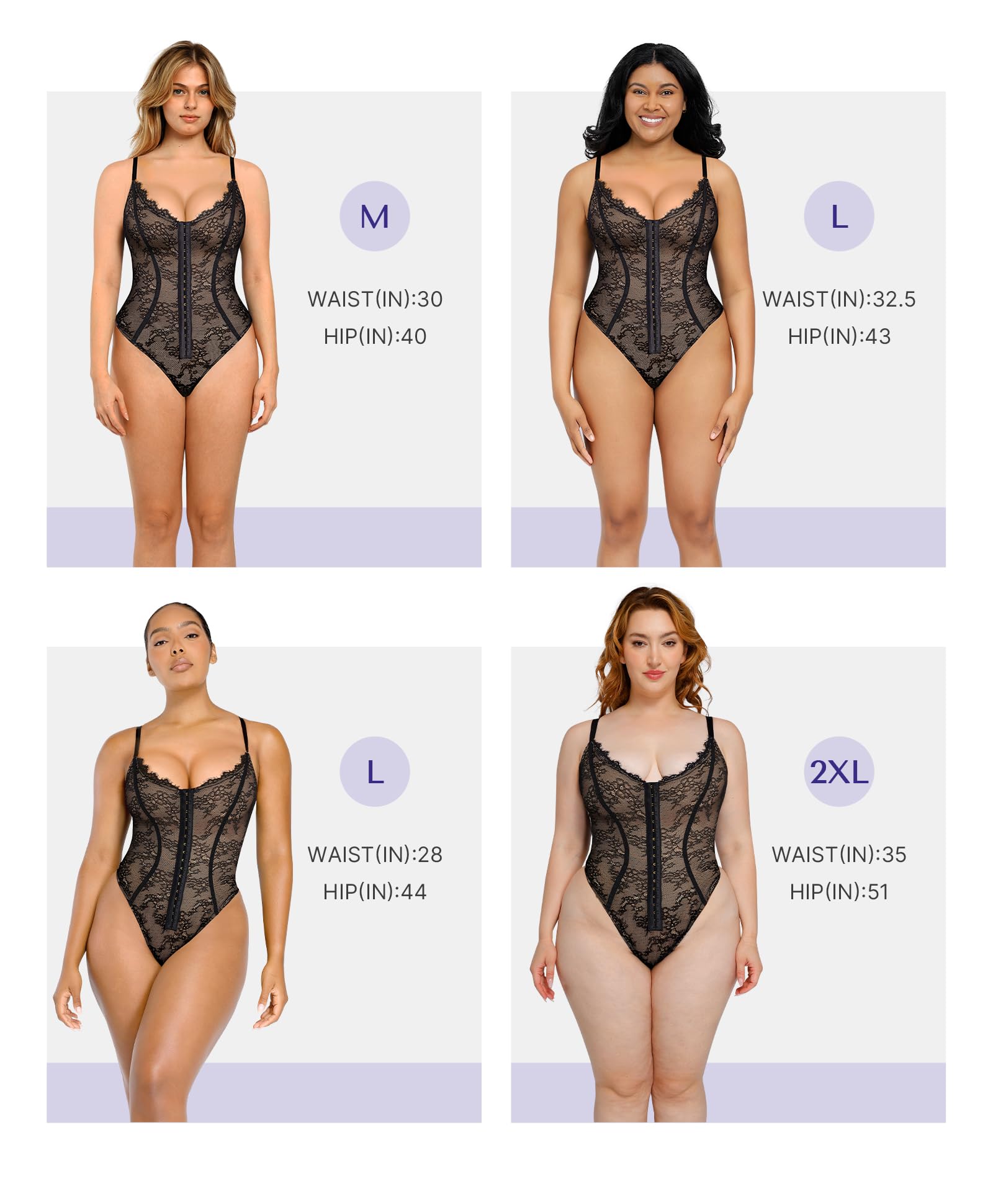 SHAPELLX Women's Lace Bodysuit - Tummy Control Shapewear, Backless One Piece Body Shaper with Thong | Slimming Underwear for Special Occasions & Date Nights