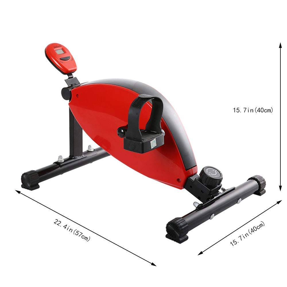 Mini Exercise Bike with LCD Display - Adjustable Magnetic Resistance Under Desk Pedal Exerciser for Home & Office - Leg & Arm Workout for Fitness & Rehabilitation