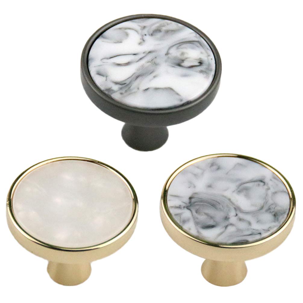 Marble Wall Hooks 3pcs - Self Adhesive Cabinet Knobs for Kitchen & Bathroom