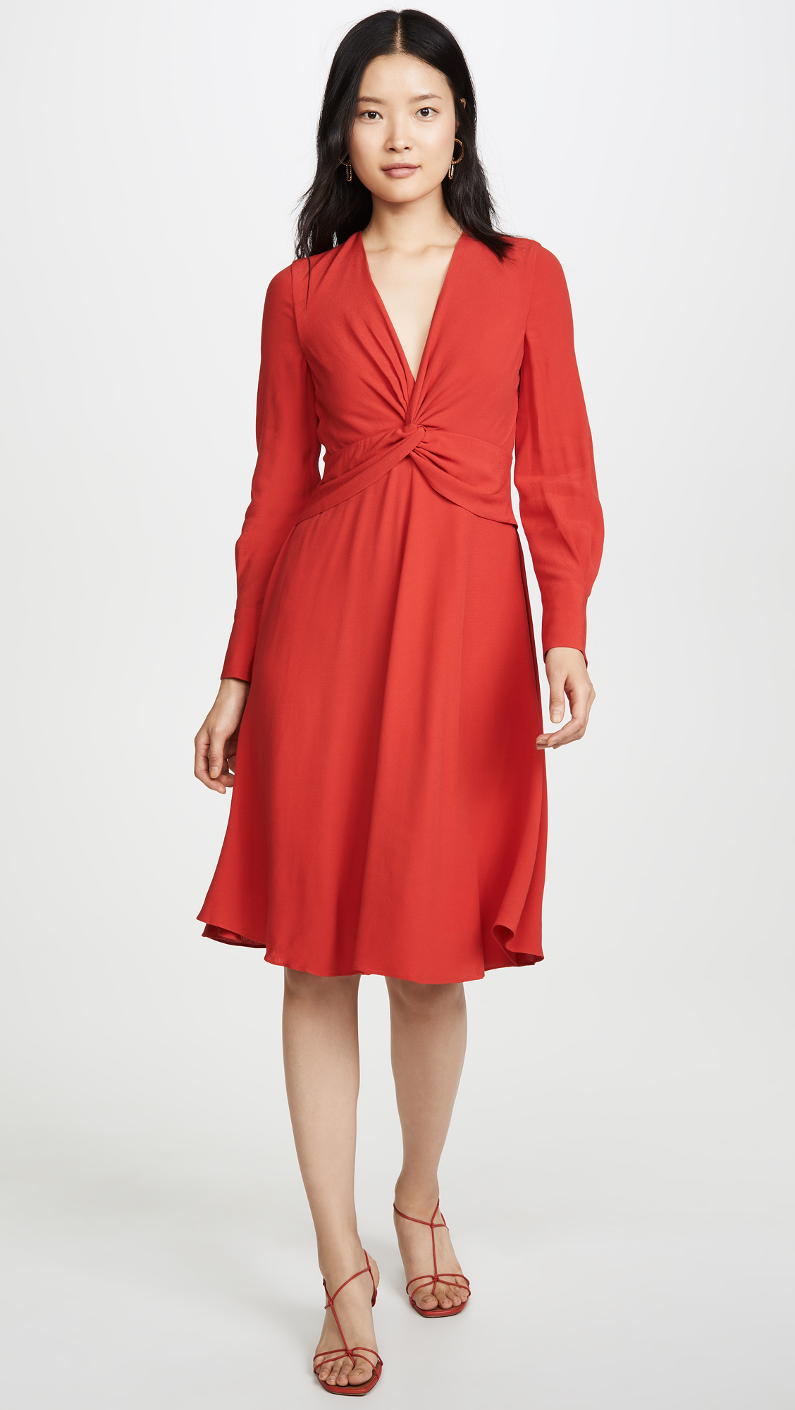 Women's Faun Dress in Aura Orange - Size 8 | Elegant Flowy Midi Dress for Casual Wear, Date Night & Summer Outfits | Equipment Brand Fashion