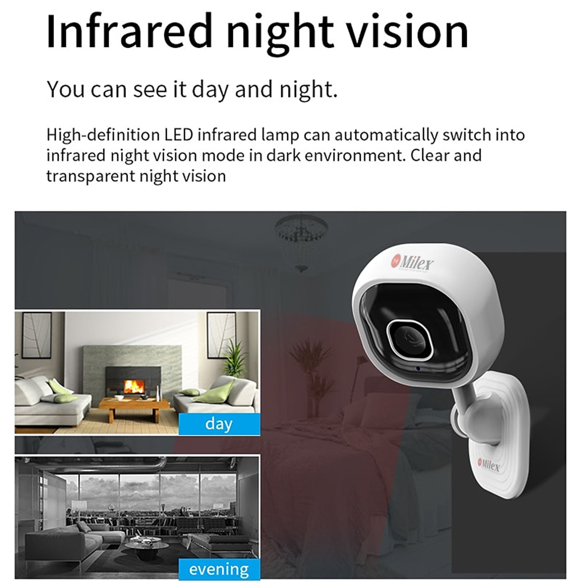 Milex 2-Way Infrared Security Camera System - 4 Pack for Home & Family Protection - Indoor/Outdoor Night Vision, Motion Detection - Perfect for Monitoring Kids, Pets, and Property Security