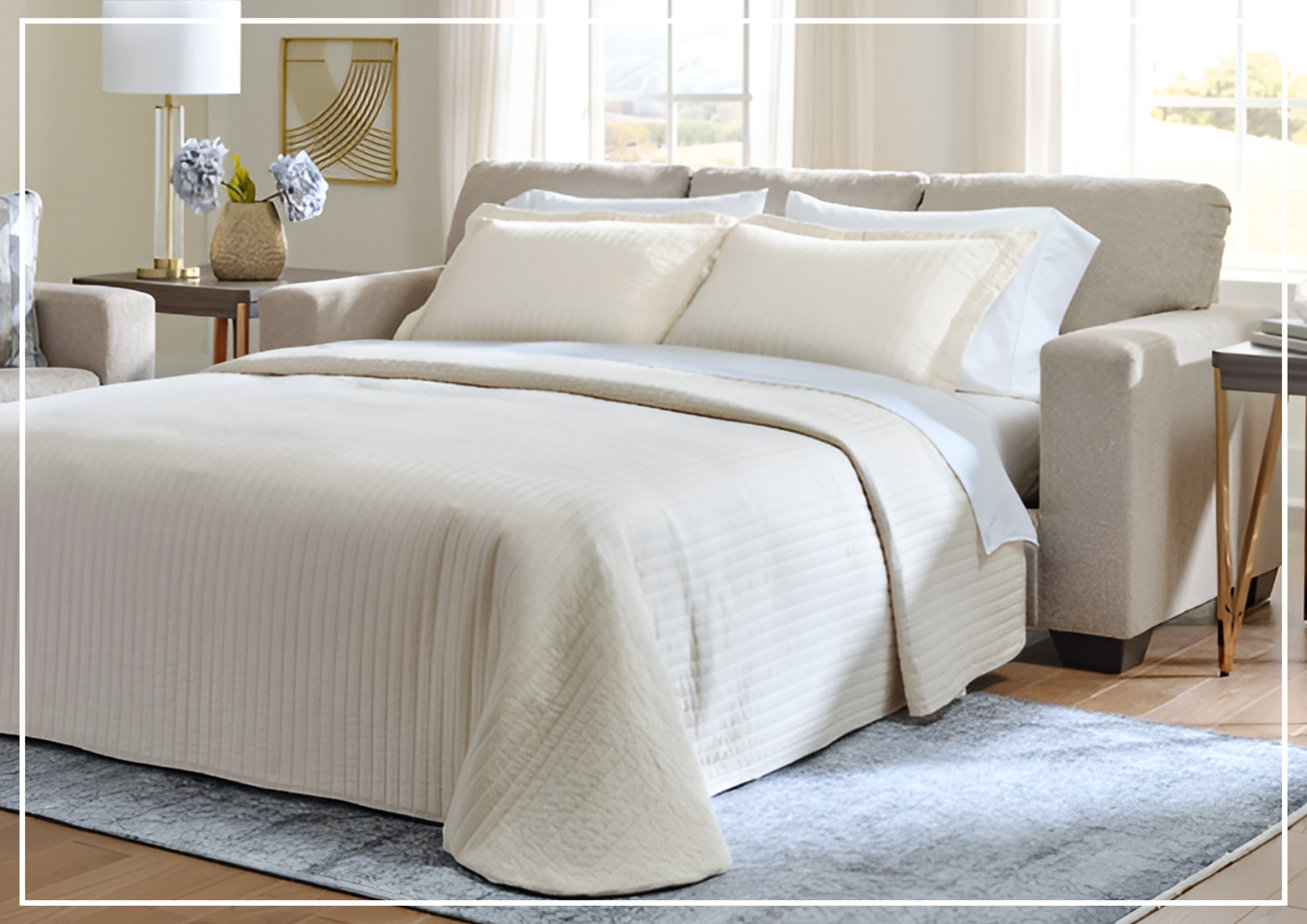 Gio Italia Dolce Queen Fabric Sleeper Sofa - Graphite & Parchment Convertible Sofa Bed for Small Spaces | Perfect for Guest Rooms, Apartments & Home Offices