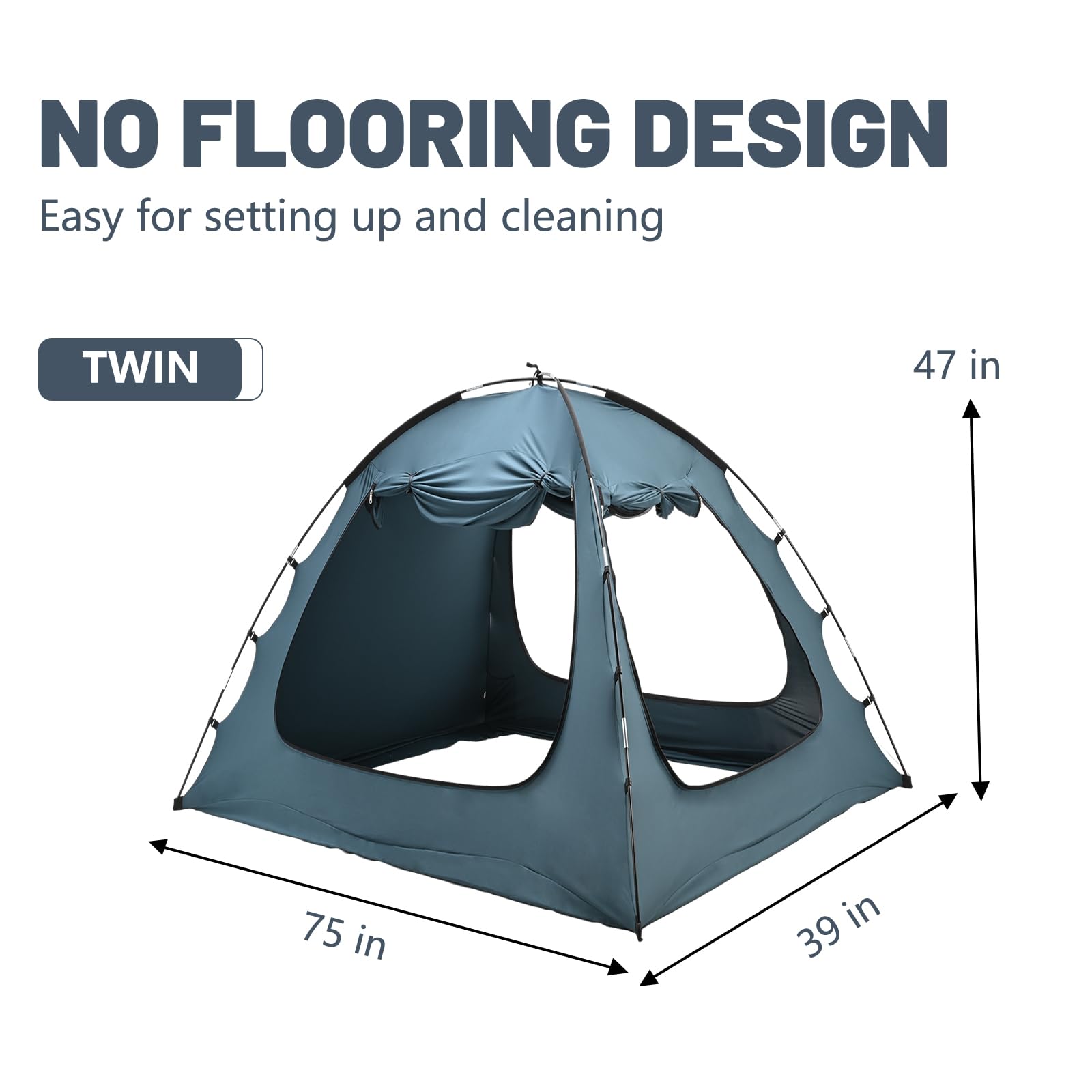 LILYPELLE Bed Tent for Adults - Portable Blackout Canopy with 3 Doors, Twin Size Bunk Bed Privacy Shelter (Blue) | Perfect for Camping, Kids' Sleepovers & Cozy Indoor Retreats