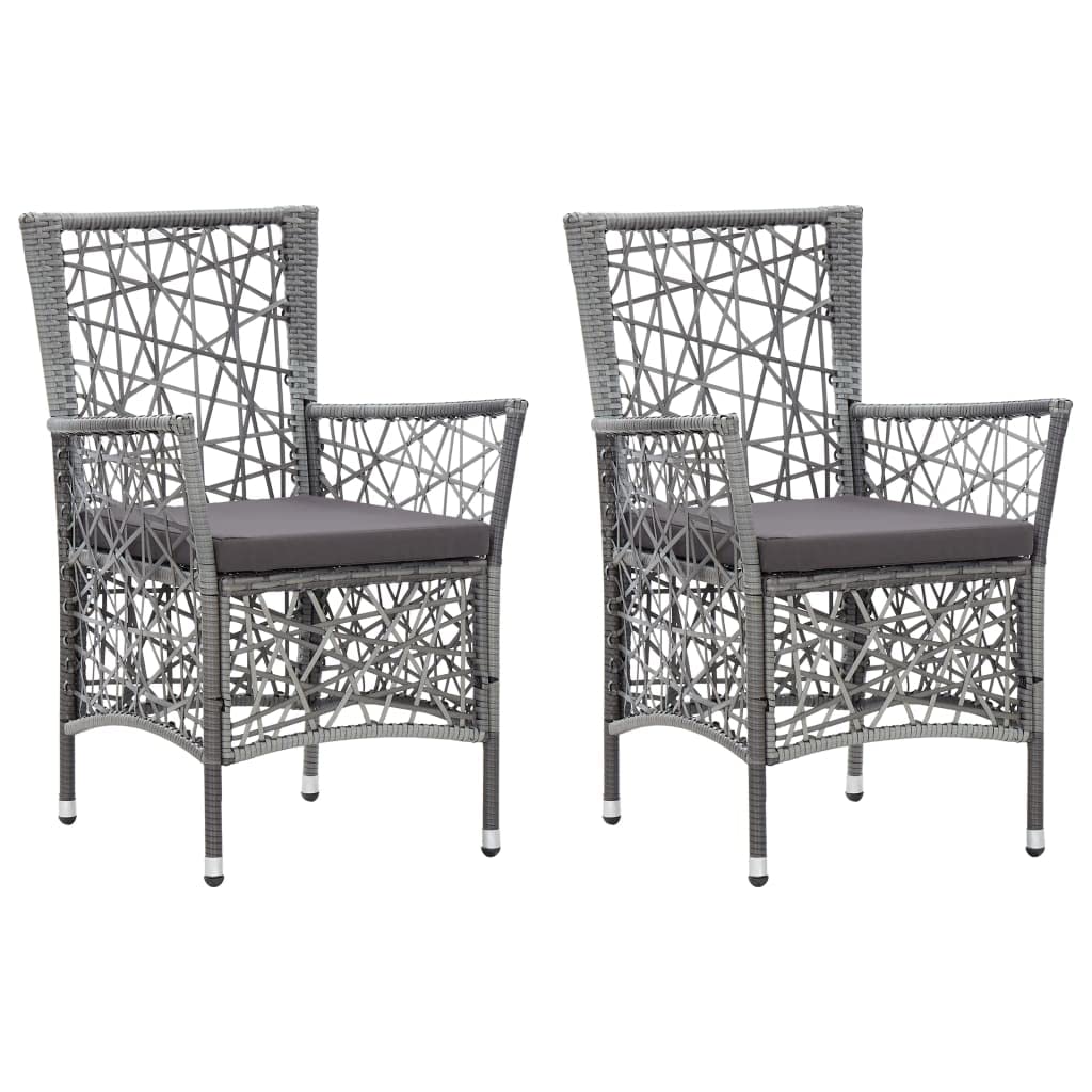 vidaXL 2-Piece Patio Chair Set with Cushions - Waterproof Poly Rattan Outdoor Furniture - Weather-Resistant Gray Garden Chairs for Backyard, Poolside & Balcony Relaxation