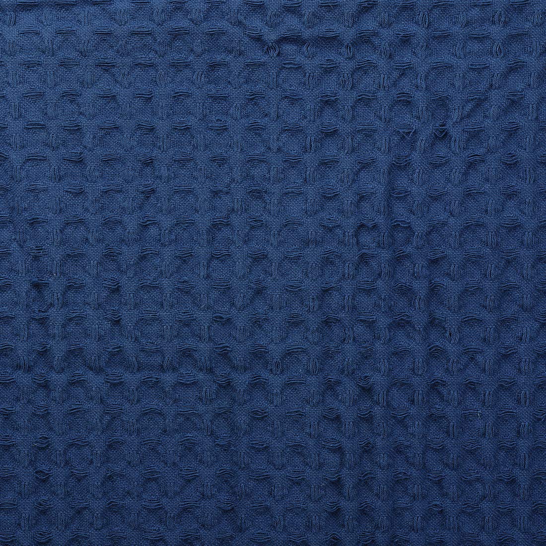 HILLFAIR 100% Combed Cotton Twin Size Blanket - Soft & Breathable All-Season Waffle Weave Bedding - Lightweight Summer Blanket for Home Decor - Navy Blue Twin Bed Cover - Perfect for Dorms, Guest Rooms & Cozy Nights