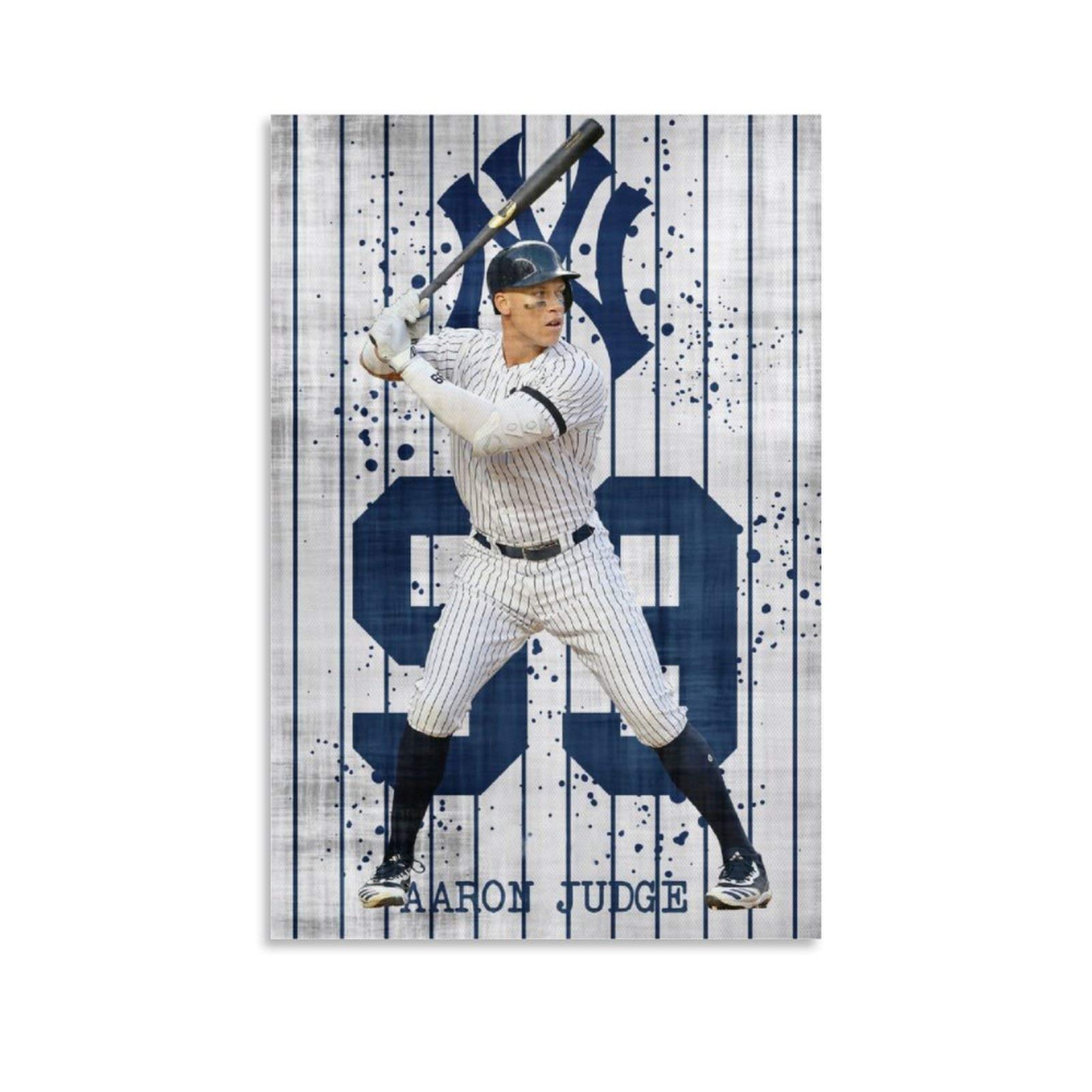 Aaron Judge Baseball Player Canvas Wall Art - 16x24 Inch (40x60cm) Sports Poster for Living Room, Bedroom, Man Cave & Game Room Decor - New York Yankees Fan Gift & MLB Memorabilia