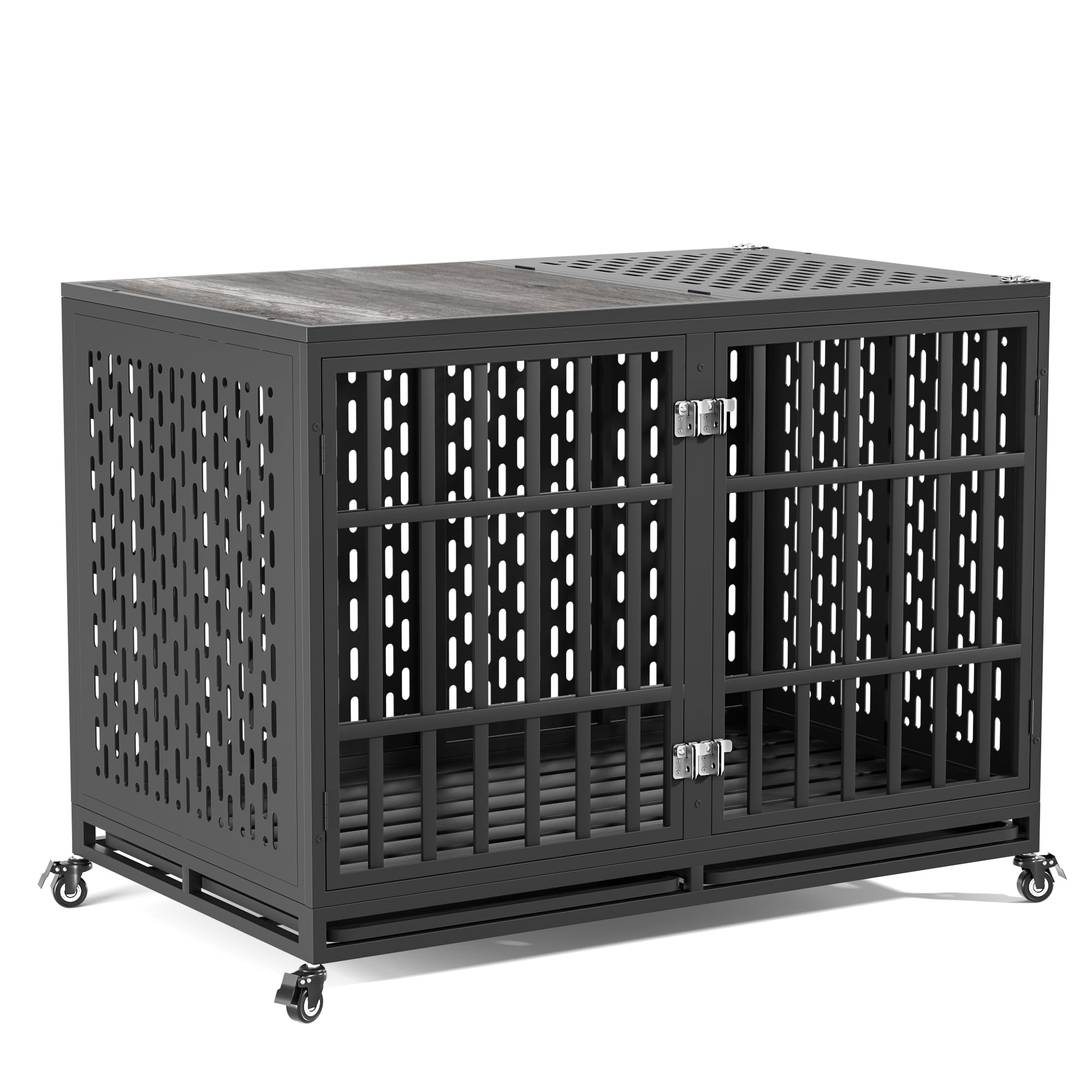 **48 Inch Heavy Duty Dog Crate with Optional Divider – Extra Large Indestructible Kennel for High Anxiety Dogs – Indoor Pet Cage for Large Breeds – Double Dog Crate for 2 Small Dogs – Perfect for Travel, Training & Home Security**