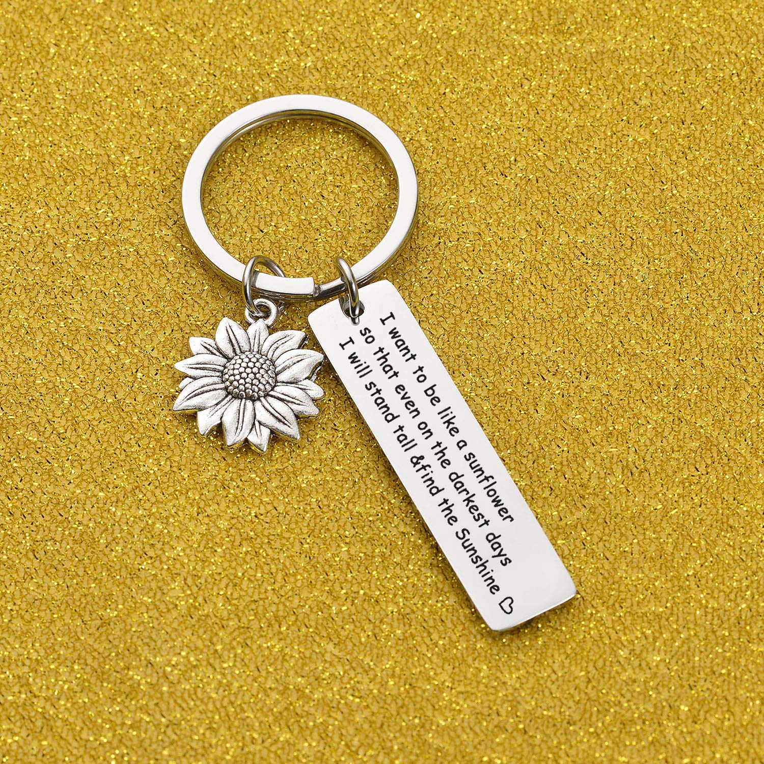 7RVZM Sunflower Keychain - Motivational & Inspirational Jewelry Gift for Women, Best Friend, Sister, Daughter - Positive Sunshine Keychain for Daily Encouragement (Perfect for Birthdays, Graduation, Friendship Day)