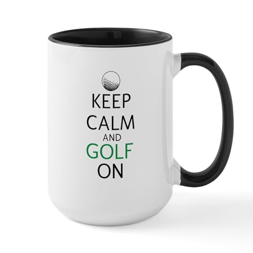 White/Black Inside - Keep Calm And Golf On Large Mug