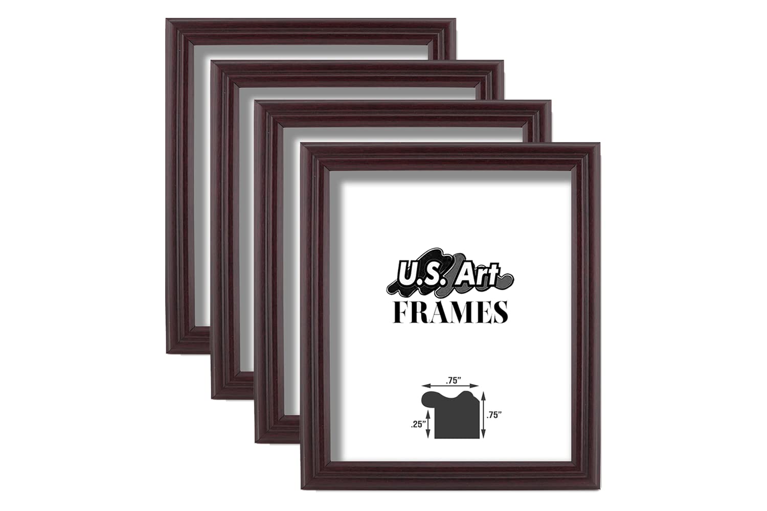 13x19 Inch Cherry Wood Picture Frame Set of 4 - Thin 0.75 Inch Solid Wood Poster Frame for Wall Decor - Perfect for Home, Office & Gallery Displays