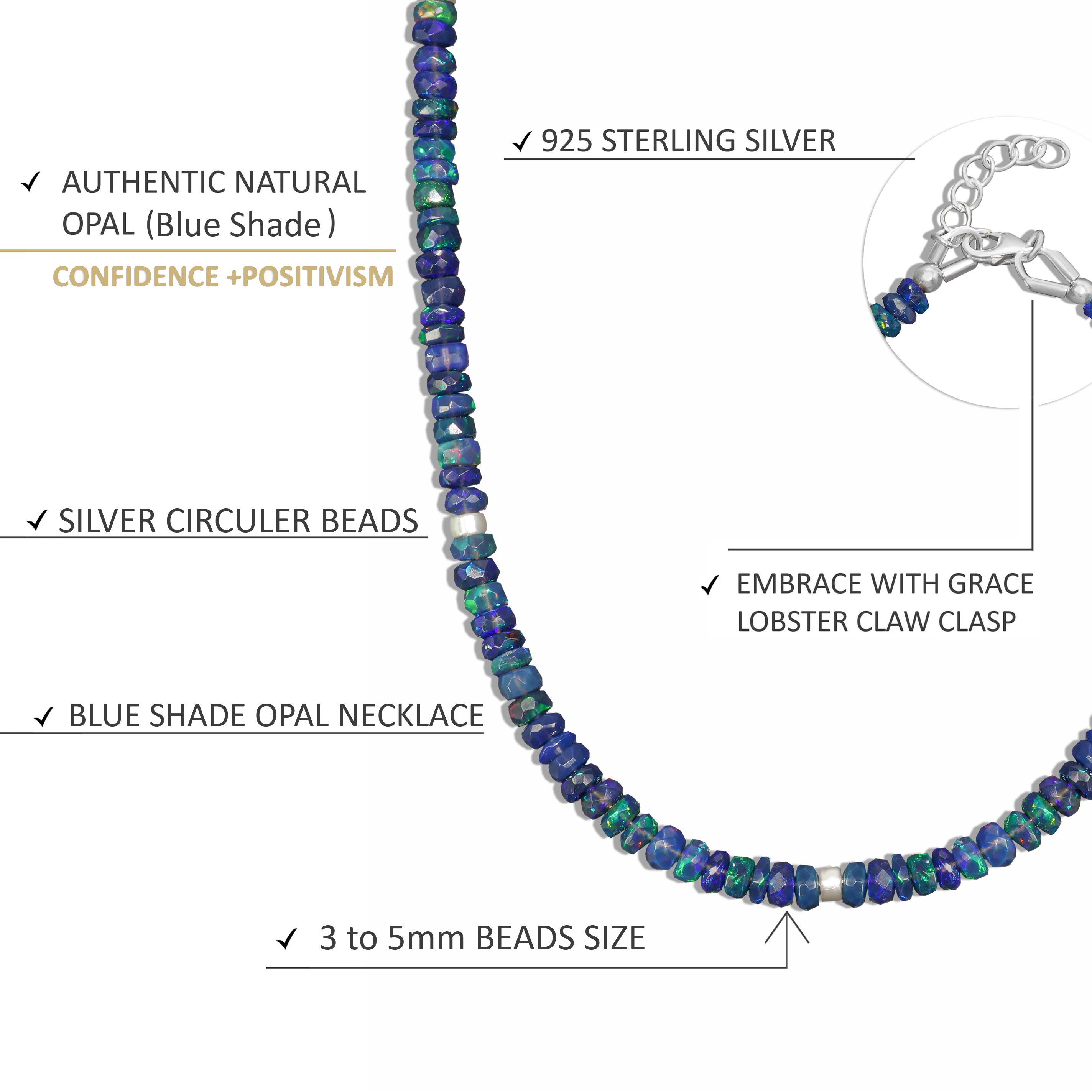 Natural Black Opal Faceted Beads Necklace - Handmade Gemstone Jewelry for Women, Gift for Her, Wedding, Party & Special Occasions