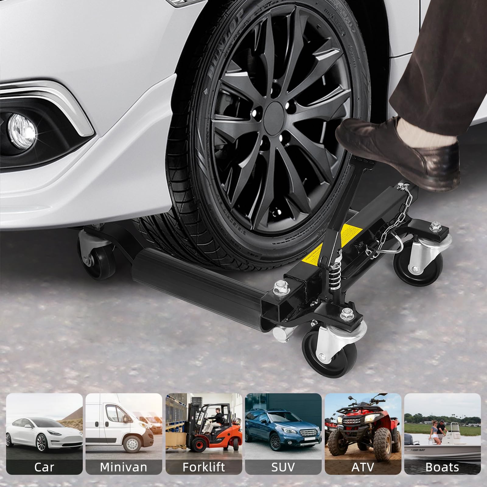 GARVEE 2 Pack Heavy Duty Car Wheel Dolly - 3000 lbs Capacity, Steel Construction with Ratcheting Foot Pedal for Vehicle Positioning - Ideal for Auto Repair, Car, Truck, RV & Trailer Maintenance