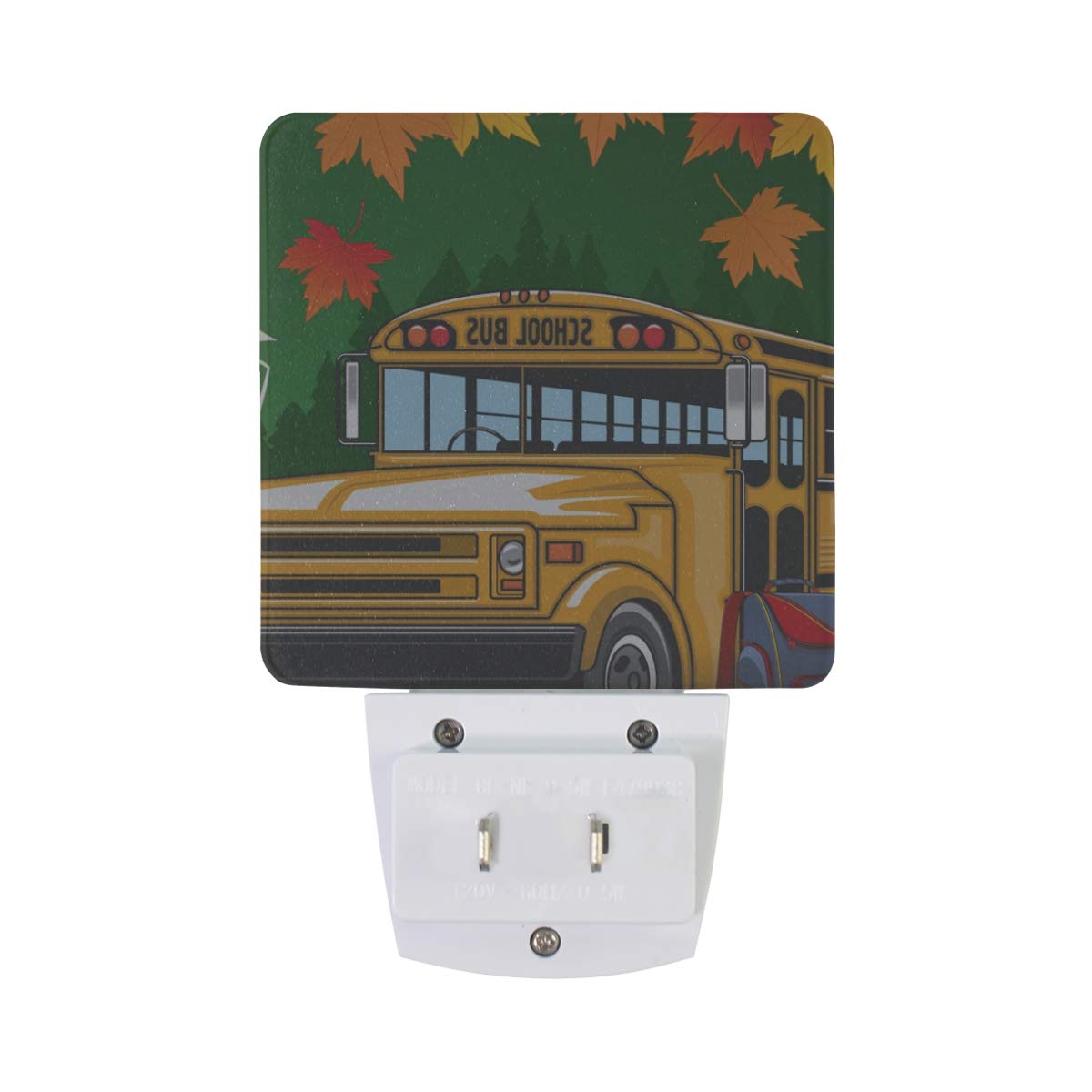 WIHVE Plug-in LED Night Light with Dusk to Dawn Sensor - 2 Pack Maple Leaf School Bus Design Desk Lamp for Bedroom, Bathroom, Hallway & Stairway - Perfect for Kids' Rooms, Nighttime Safety & Cozy Ambiance