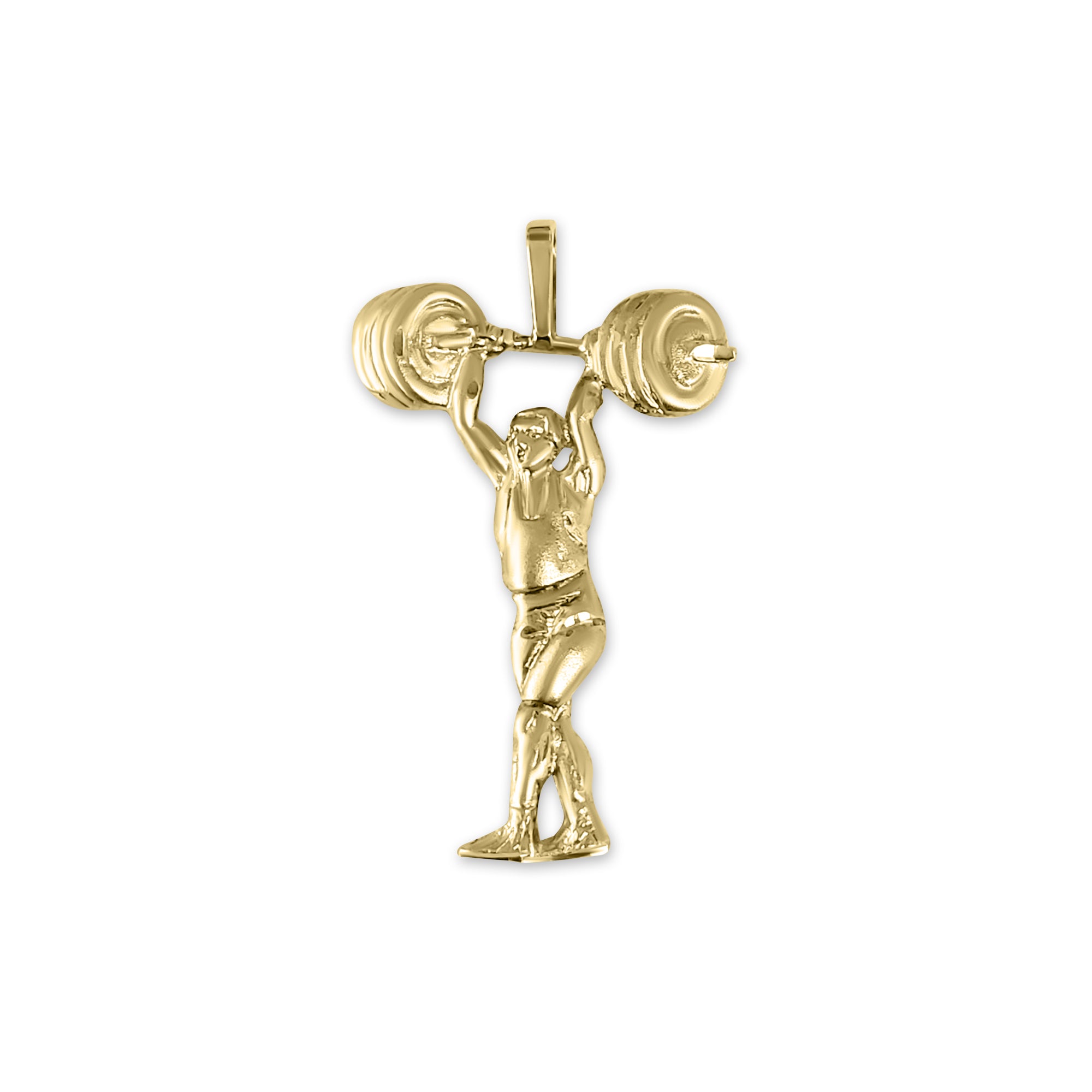 14k Yellow Gold Weightlifter & Bodybuilder Charm with Diamond Cuts - Perfect for Gym Enthusiasts & Fitness Jewelry Gifts