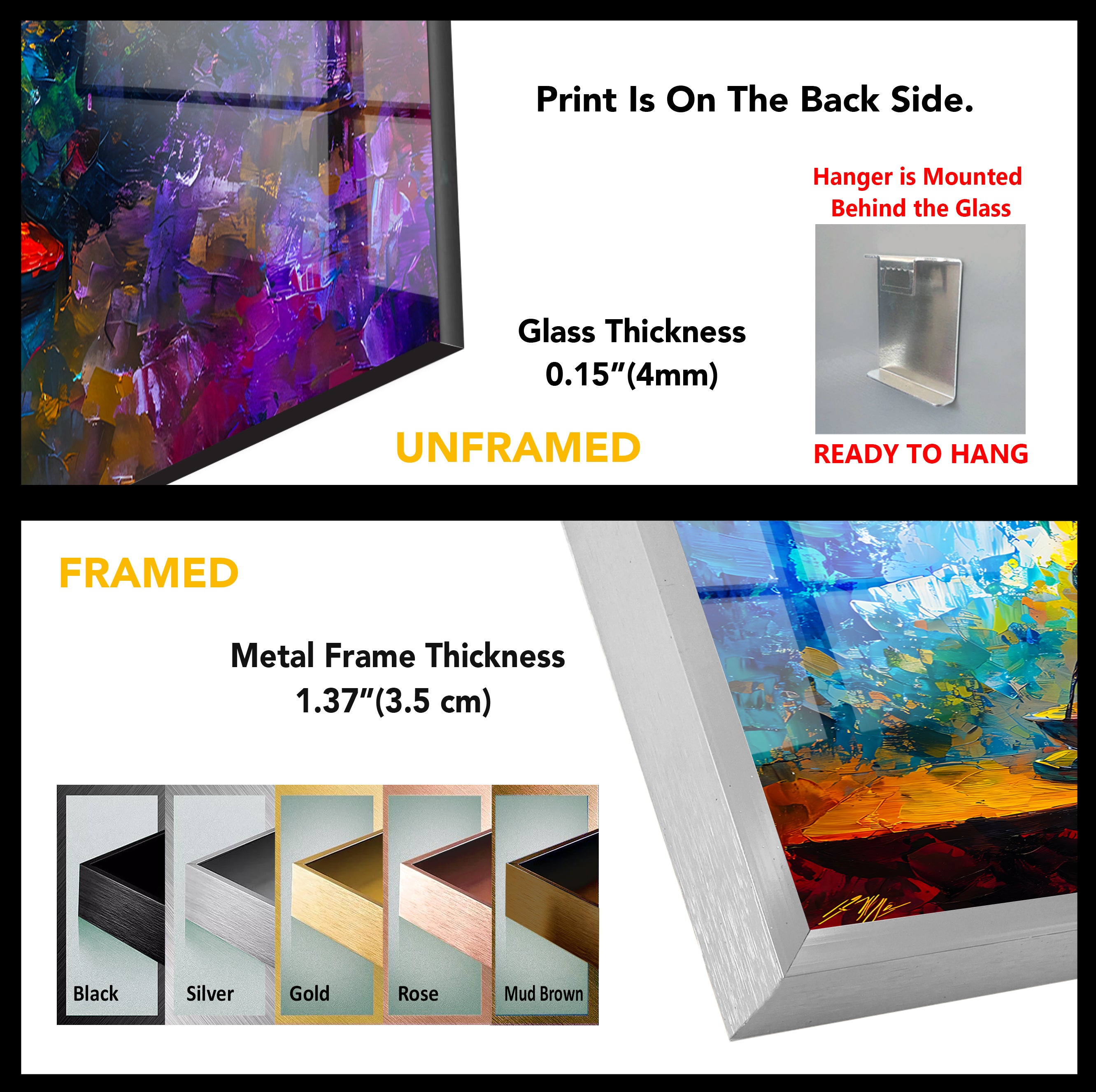 Original Afremov Hand-Painted Glass Wall Art - Vibrant Modern Home Decor for Living Room, Bedroom & Office