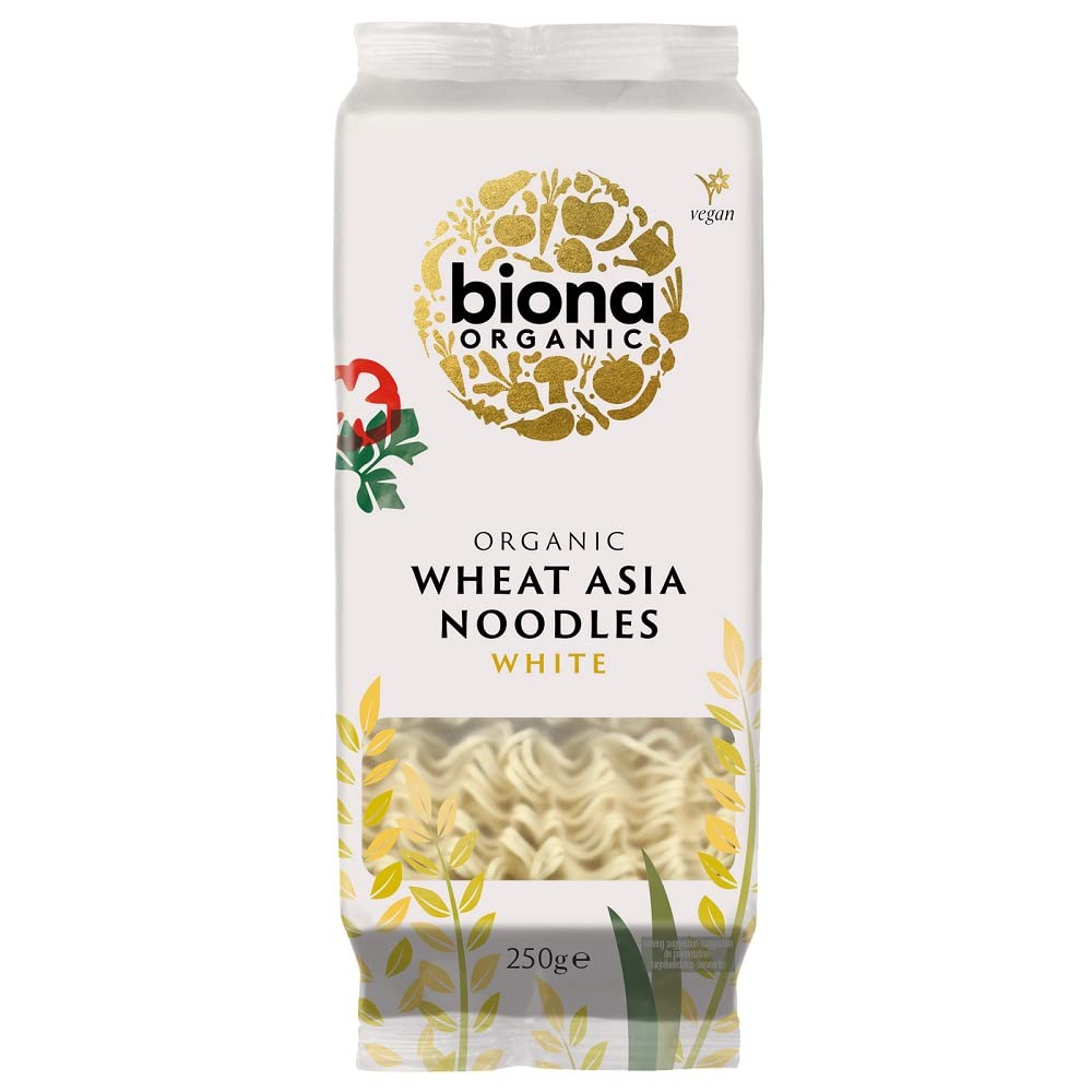 Biona Organic Wheat Asian Noodles - White Pasta, 250g (Pack of 6) | Vegan, Gluten-Free | Perfect for Stir Fry, Soup & Quick Meals