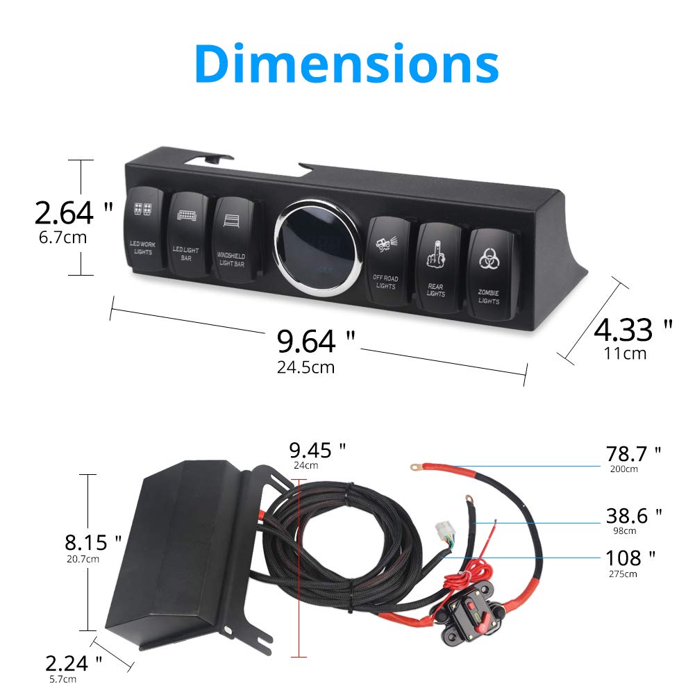 **WATERWICH 6-Switch Pod Toggle Switch Panel with Wiring Harness Kit – Overhead & Source Control System for Jeep Wrangler – Includes 12 Switch Covers & Clip Remover (Red) – Perfect for Off-Road, Overlanding & Custom Jeep Mods**