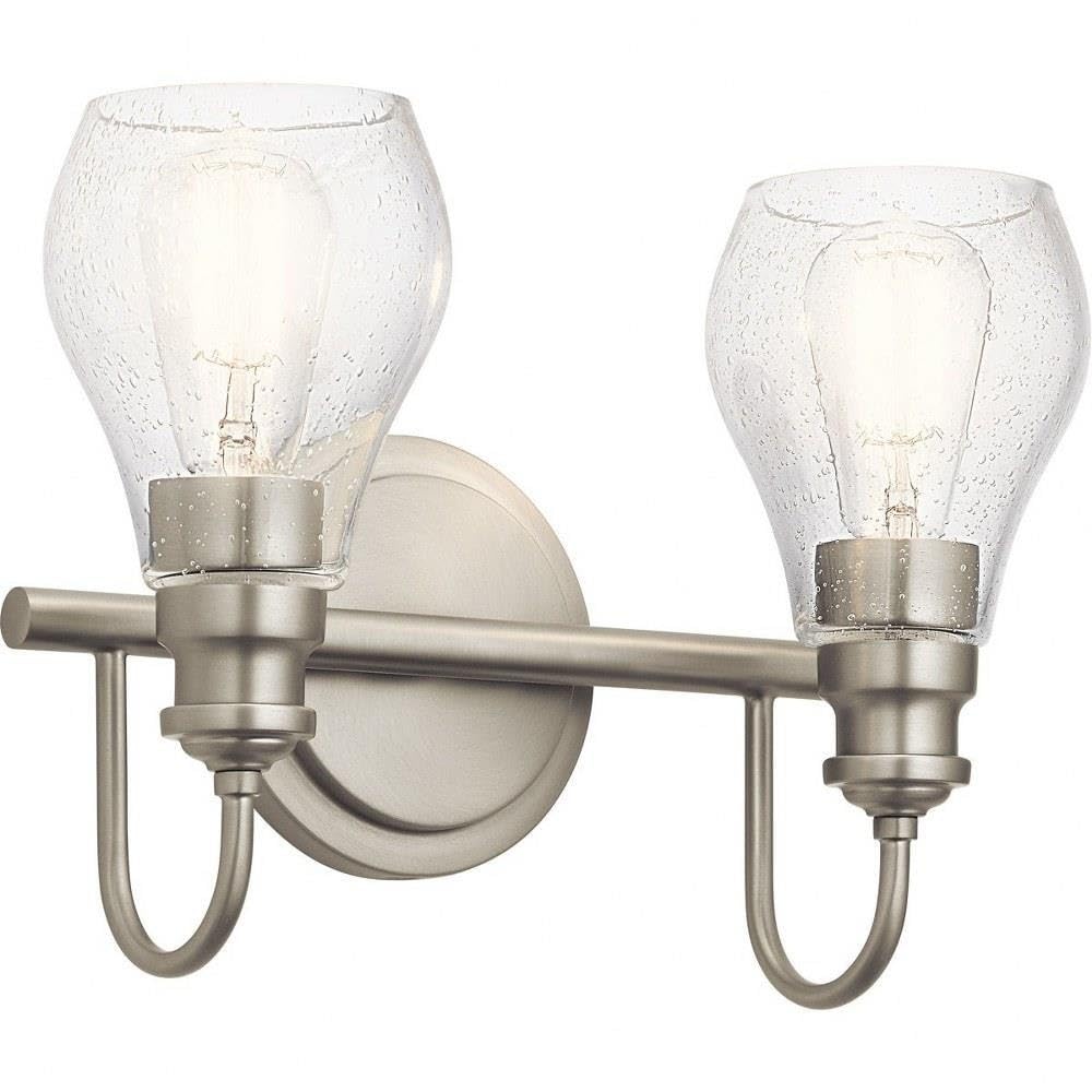 Kichler 45391NI Greenbrier 2-Light Bathroom Vanity Light Fixture - 200 Watts, Brushed Nickel Finish - Perfect for Modern Bathroom & Powder Room Lighting