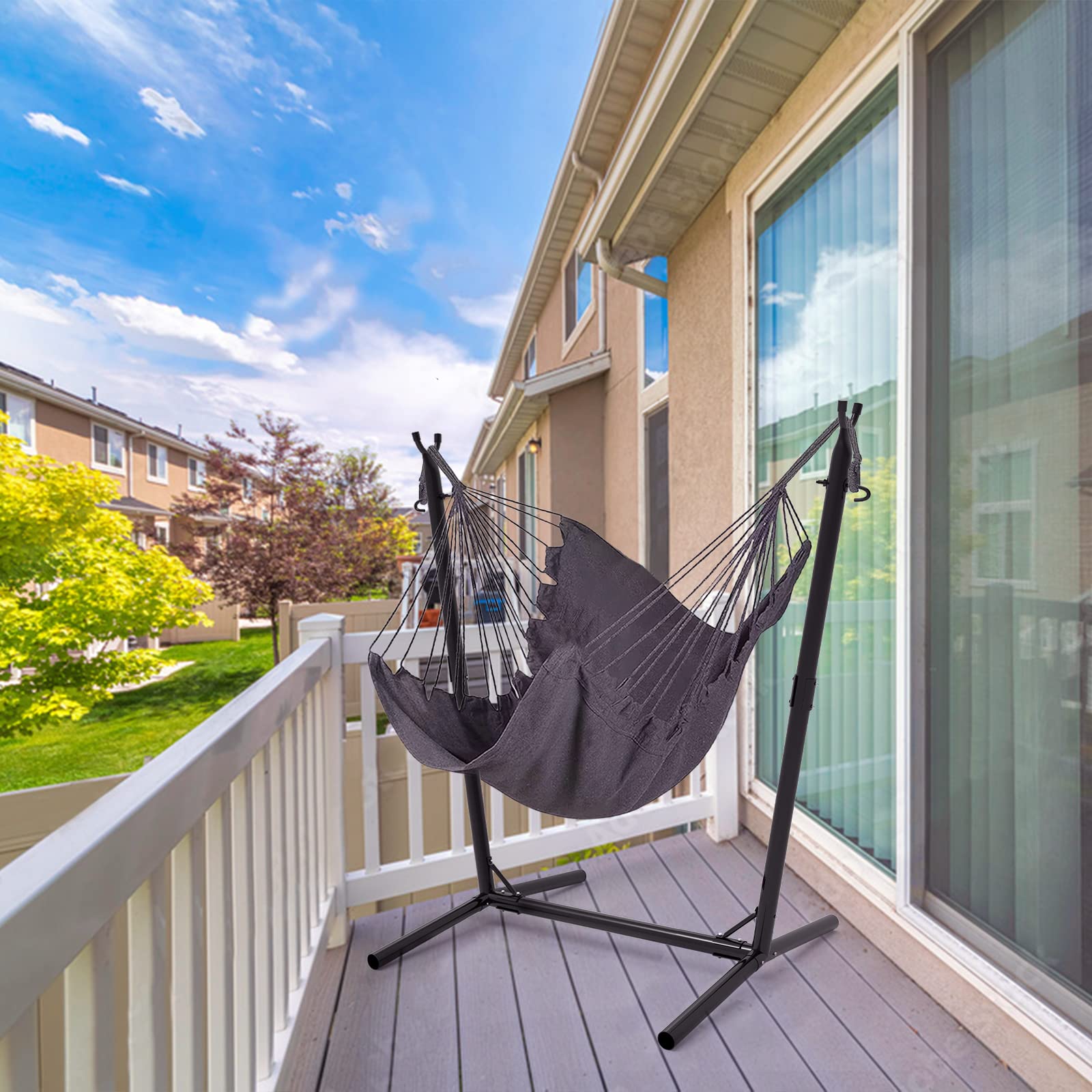 Premium Hammock Chair with Stand - Heavy Duty Hanging Swing Chair for Indoor & Outdoor Use - Sturdy 350 lb Capacity Relaxation Chair (X-Large) - Perfect for Patio, Garden, Balcony & Bedroom Decor