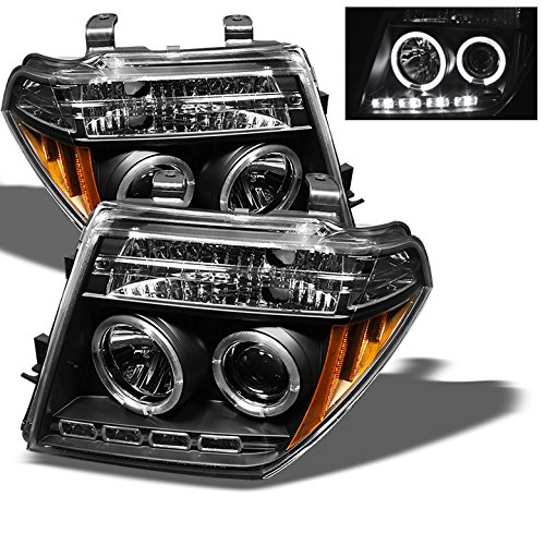 Nissan Frontier 05-08 LED Halo Projector Headlights - Black/Clear Lens - High Performance Lighting for Off-Road & Night Driving