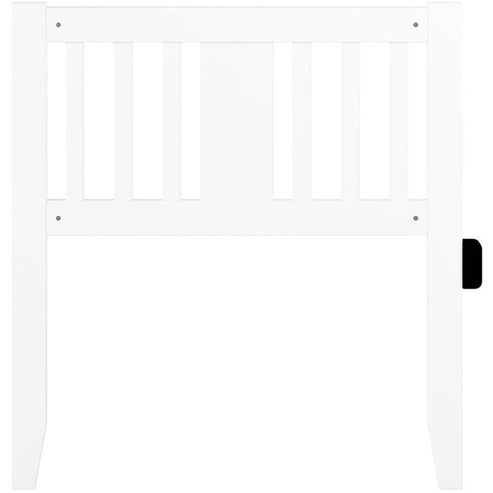 Pemberly Row Solid Wood Twin Spindle Headboard with USB Turbo Charger - White Wooden Bed Frame for Modern Bedroom | Fast Charging Station & Stylish Home Decor