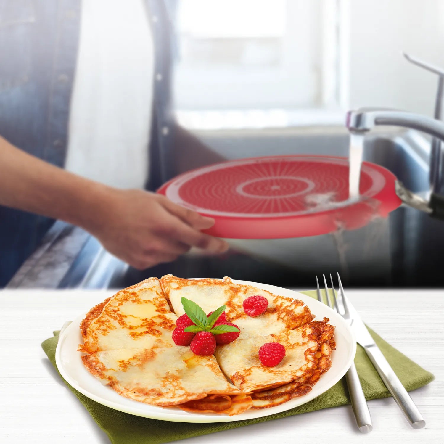 Tefal Easy Clean+ Non Stick Pancake Pan 25cm - Professional Pancake Griddle for Breakfast, Crepes & Omelets - Perfect for Home Cooking & Restaurants