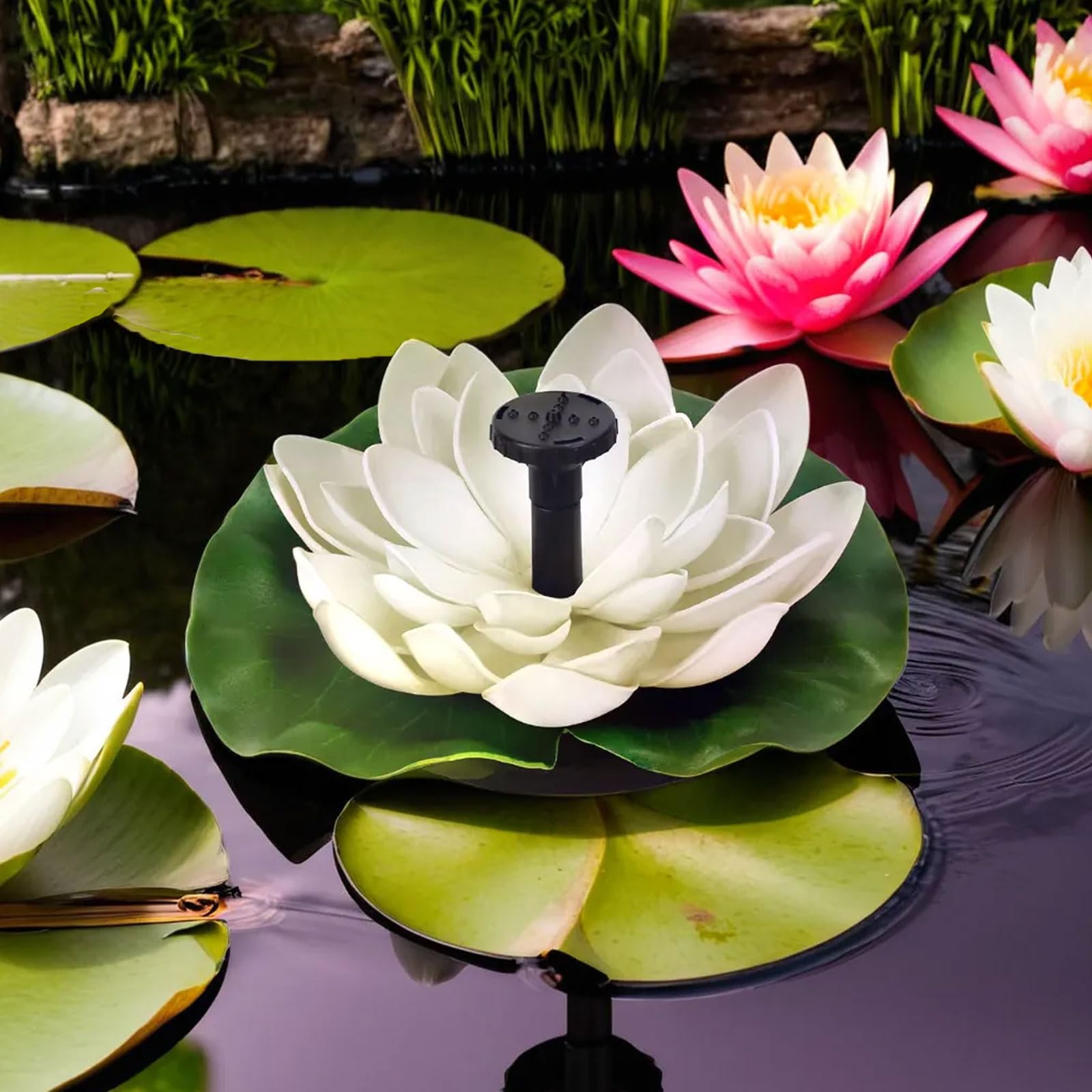 Solar Powered Water Fountain Pump with 6 Nozzles - Outdoor Garden Decor for Bird Bath, Pond & Backyard | Perfect for Attracting Birds & Enhancing Landscape Design