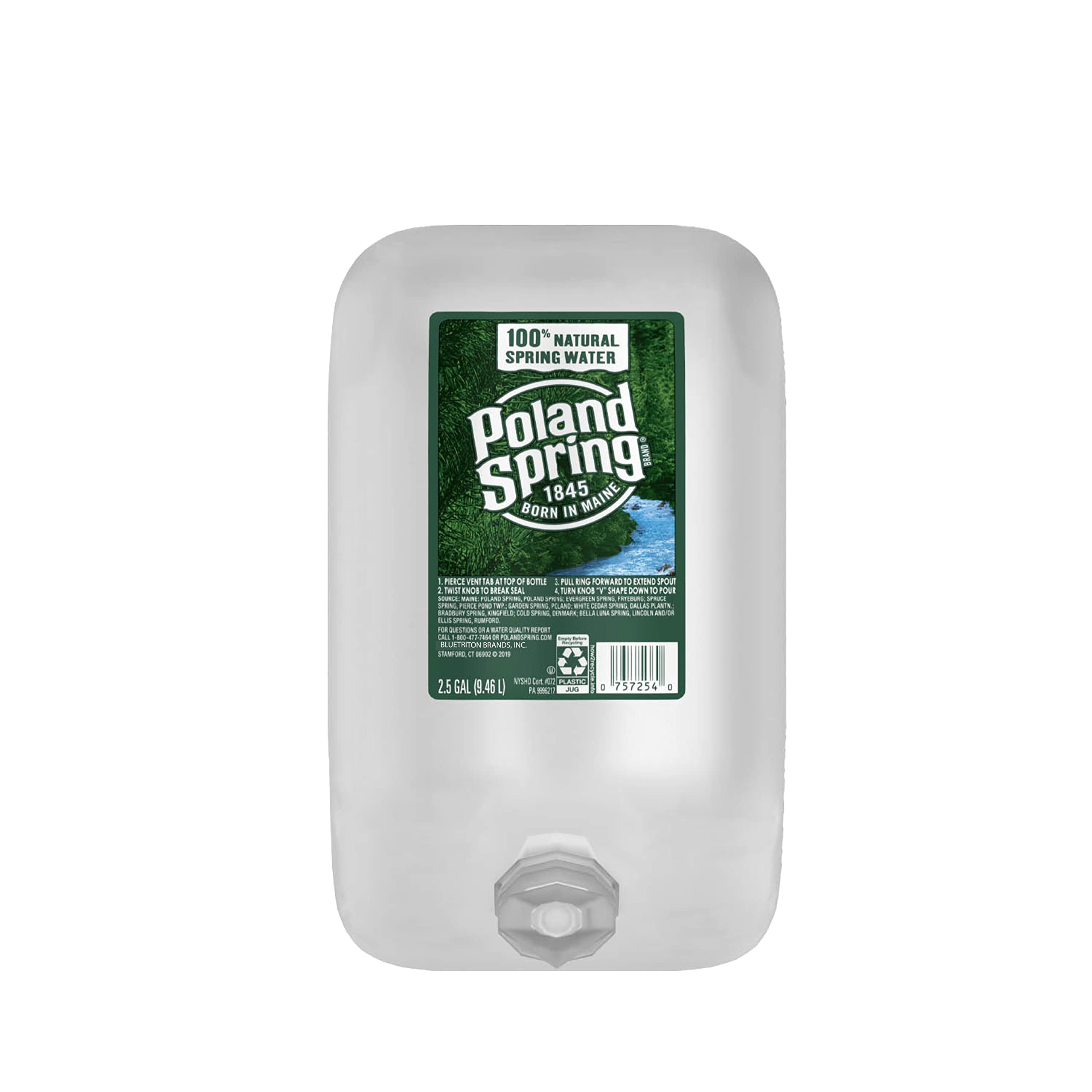 Poland Spring Natural Spring Water - 2.5 Gallon Jug (10 Pack) | BPA-Free, Refreshing Hydration for Home, Office & Gym | Perfect for Water Coolers & Emergency Preparedness