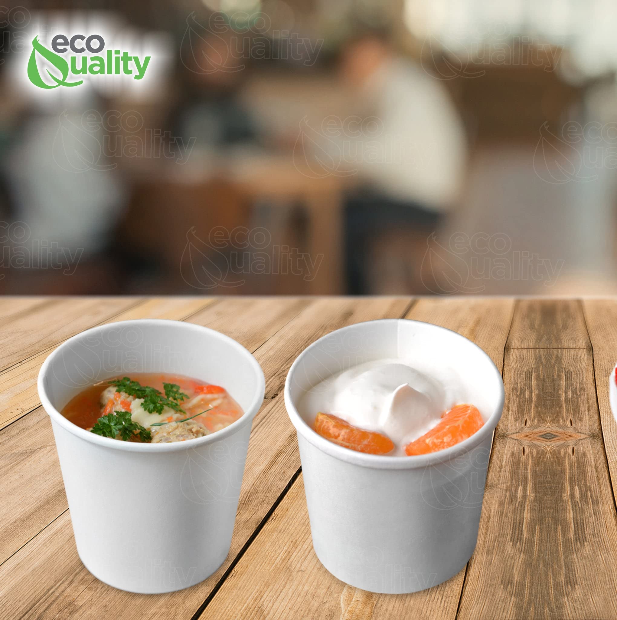 Eco-Friendly Disposable 26oz White Paper Soup Containers - Microwave & Freezer Safe Food Storage Bowls for Ice Cream, Frozen Yogurt, Desserts - Bulk Pack of 100 - Perfect for Takeout, Parties & Catering