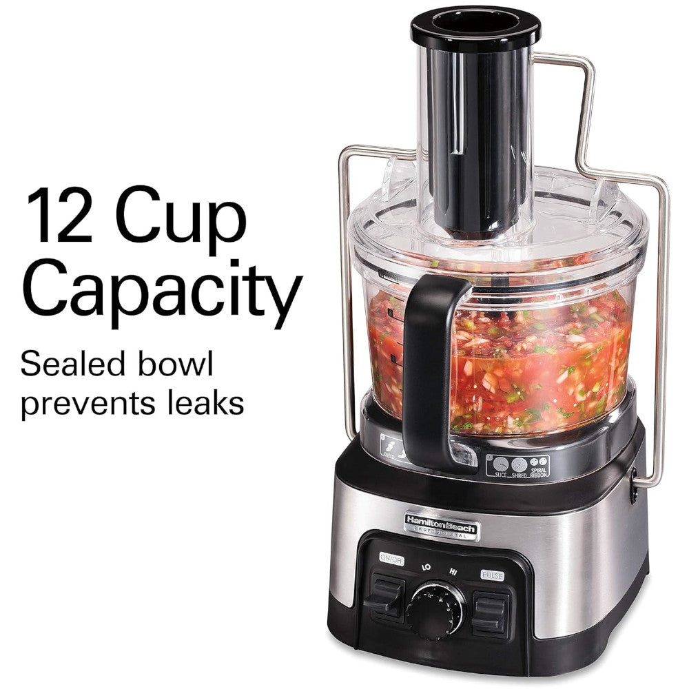 Refurbished Hamilton Beach Professional 70815 Stack & Snap Food Processor with Home Essentials Warranty - Perfect for Meal Prep, Baking & Kitchen Efficiency