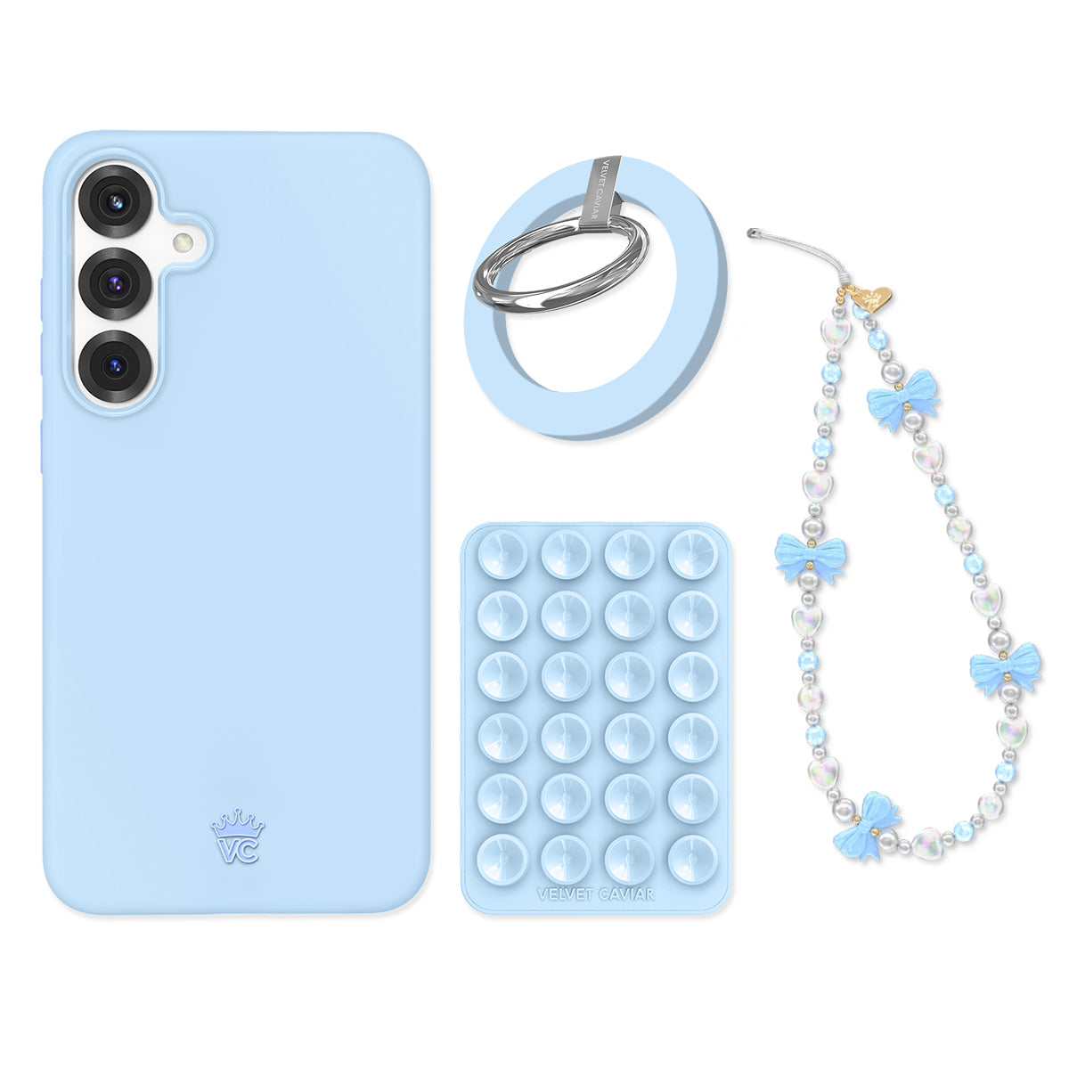 Premium Cotton Candy Blue Samsung Phone Grip Bundle - Secure & Stylish Phone Holder for Samsung Galaxy S21/S20/Note 20 - Perfect for Workouts, Travel & Everyday Use