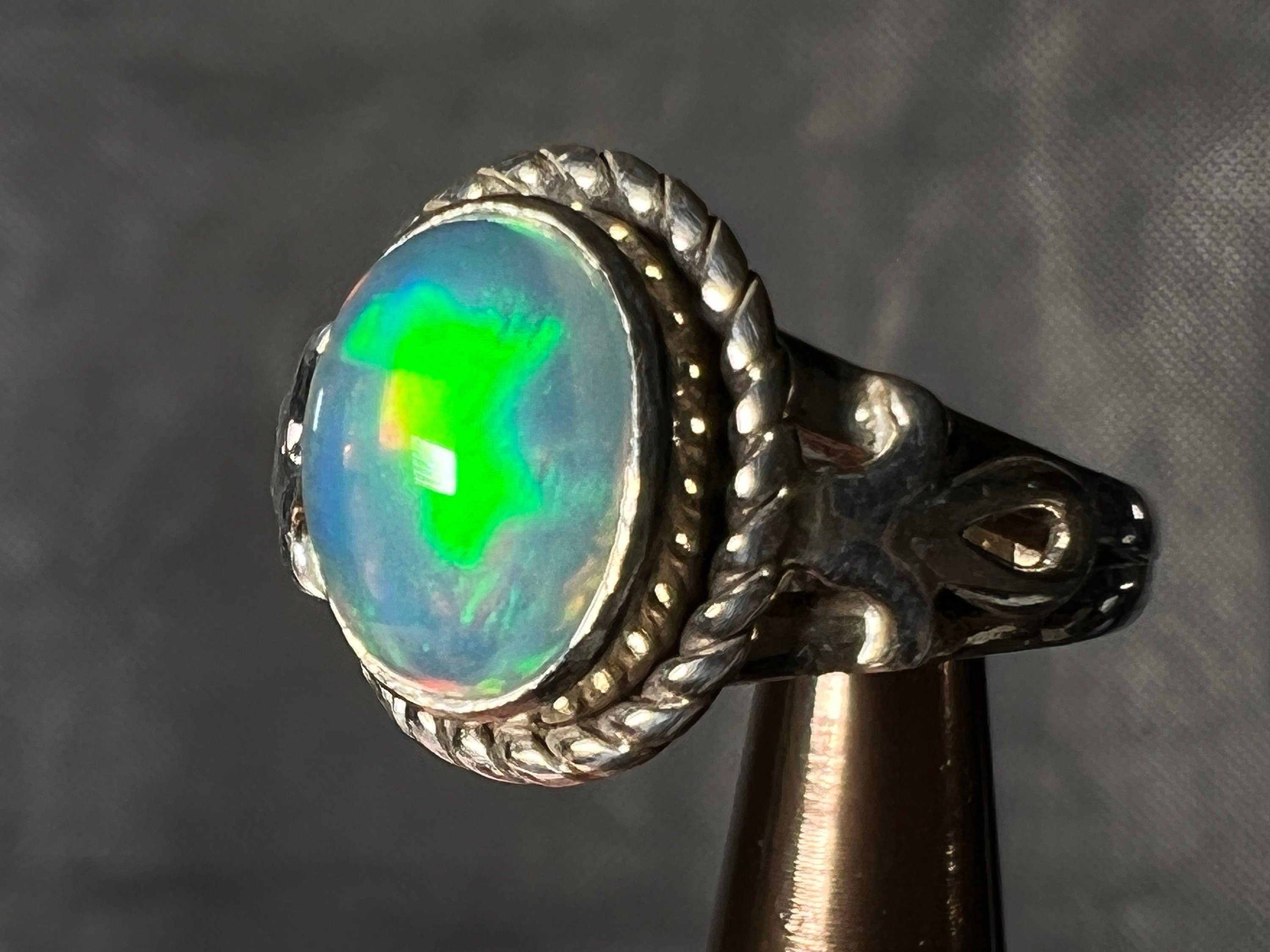 Ethiopian Opal Ring for Women - Sterling Silver Size 5, Welo Opal Bridal Jewelry - Perfect for Weddings, Anniversaries & Special Occasions