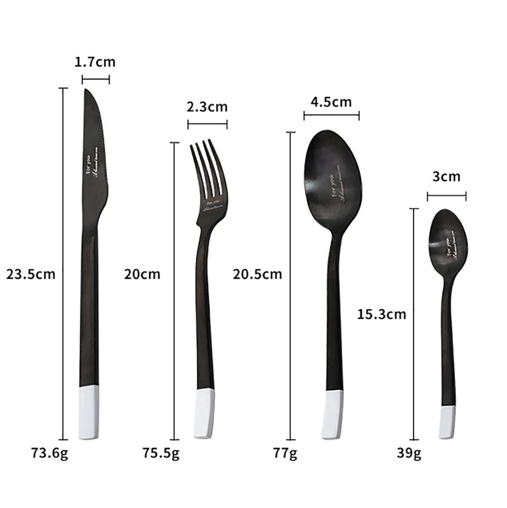 Premium 40-Piece Stainless Steel Flatware Set - Black & Silver Modern Cutlery with Knives, Forks & Spoons - Durable Tableware for Home, Kitchen, Wedding & Restaurant - Perfect for Dinner Parties, Catering & Everyday Dining