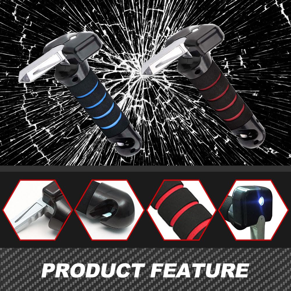 **Upgraded Multifunctional Car Handle Cane for Elderly & Handicapped - Assist Support for Car Door Latch (Blue/Red) - Ideal for Seniors with Mobility Issues & Easy Car Entry/Exit**