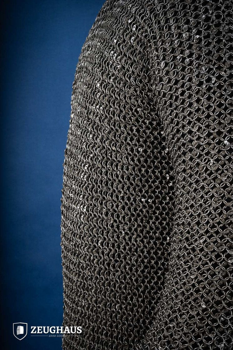 Chainmail Hauberk - 10mm Steel Round Ring Riveted Medieval Armor for LARP, Cosplay & Historical Reenactment | Oil Finished for Durability & Authentic Look